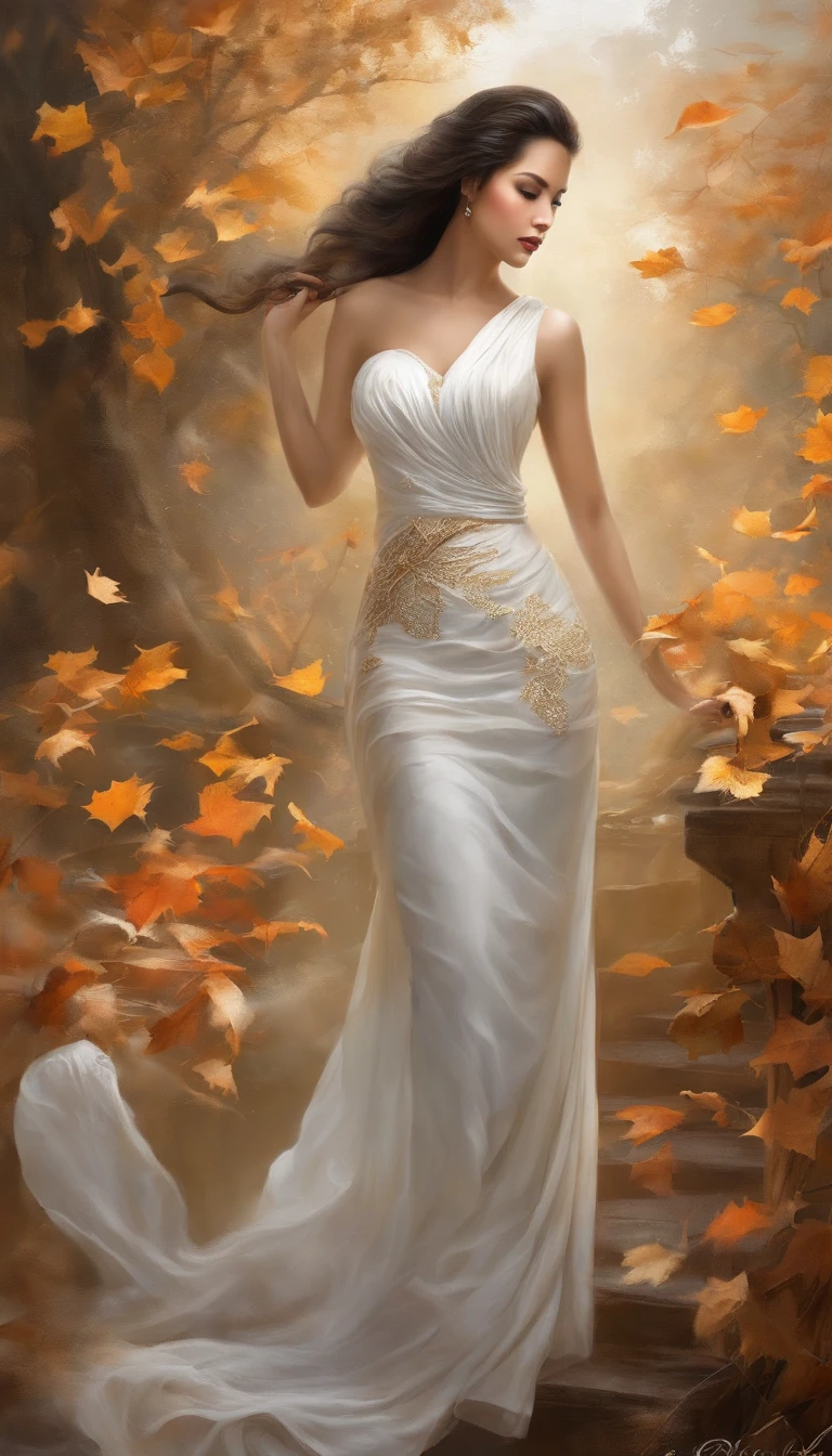 Beautiful Asian goddess,adorable round face,Delicate and elastic skin,Speak with big shining eyes,Two twisted braids,Silky black hair,Stay in the sea,No shoulder strap,One shoulder,white dresses,Lightweight, Thorn material,cropped shoulders,Beautuful Women,Very happy smile,A shy expression,(Mouth open),White teeth are exposed,Full body appearance,Look up at the perspective,autumnal,falling leaf,Full moon,The moonlight shines on the body,(Noticeable light and shadow effects),(Light particle tracing),(Side lighting ),(cinema4d),(Movie lighting),(Depth of field effect),(Unreal 5),(tmasterpiece),(8K分辨率),photorealestic,realisticlying