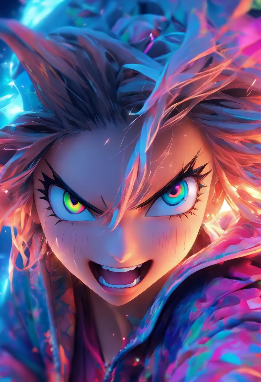 Top quality, 。.3D.Masterpiece, high resolution, 8K, Hoodie and anime style girl, One girl, detailed line art, Digital enhancement, Close up, Anime core, Flowing fabric,Grimacing