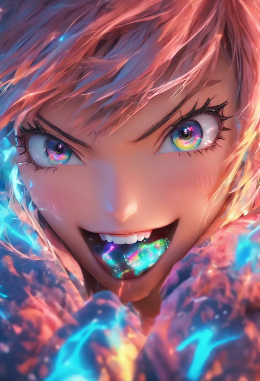 Top quality, 。.3D.Masterpiece, high resolution, 8K, Hoodie and anime style girl, One girl, detailed line art,  Digital enhancement, Close up, Anime core, Flowing fabric，Grimacing
