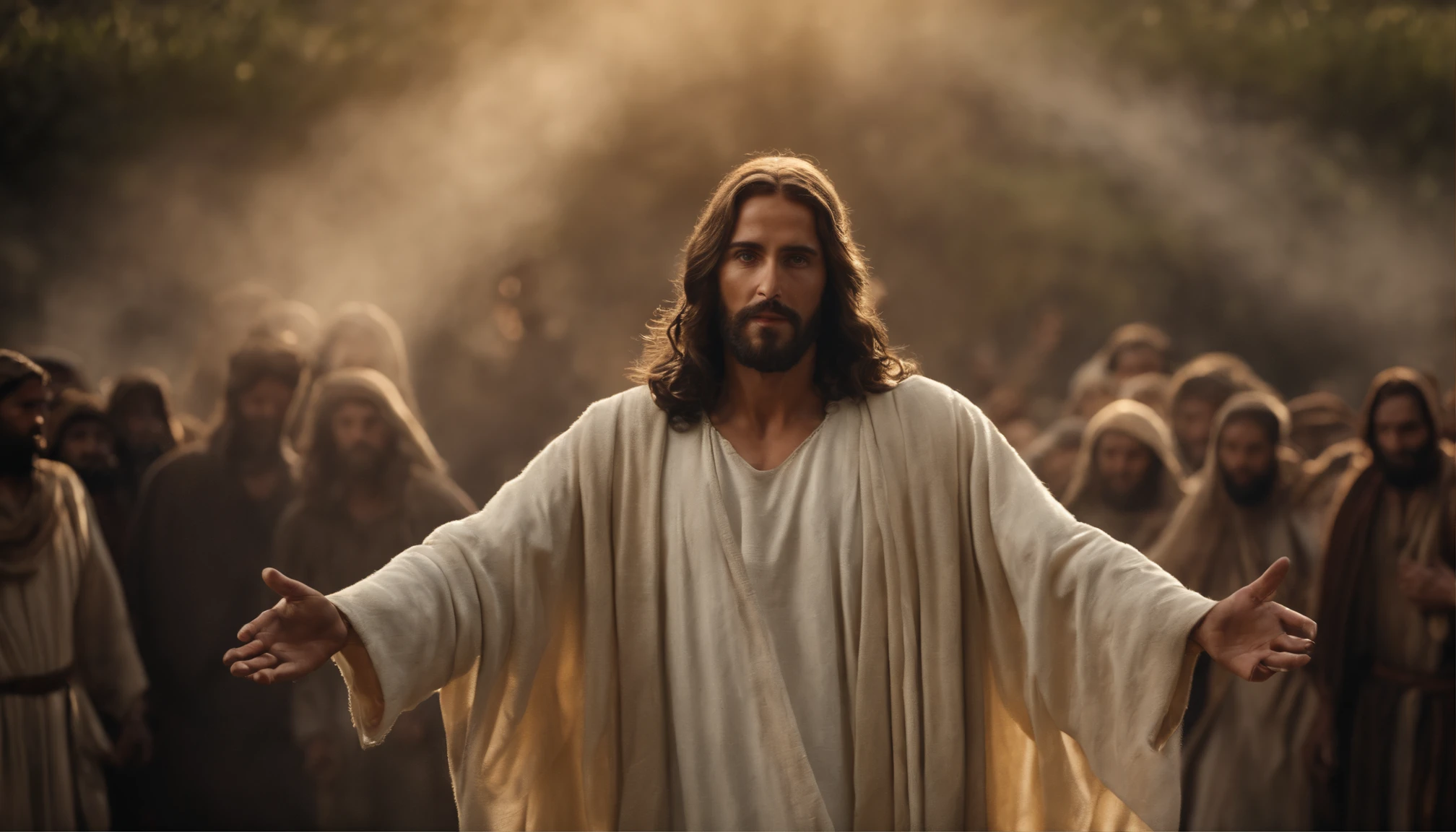 JESUS OLHANDO para a tela, roupas compridas, Religion, Ultra foto realsisim