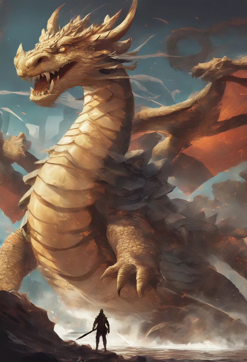 Dragon turtle,Huge, Heavy tortoiseshell shell,Chinese leader,The long tail of the snake,soaring waves,China-style,oc rendered,super-fine,high qulity,8K high resolution,ultra - detailed