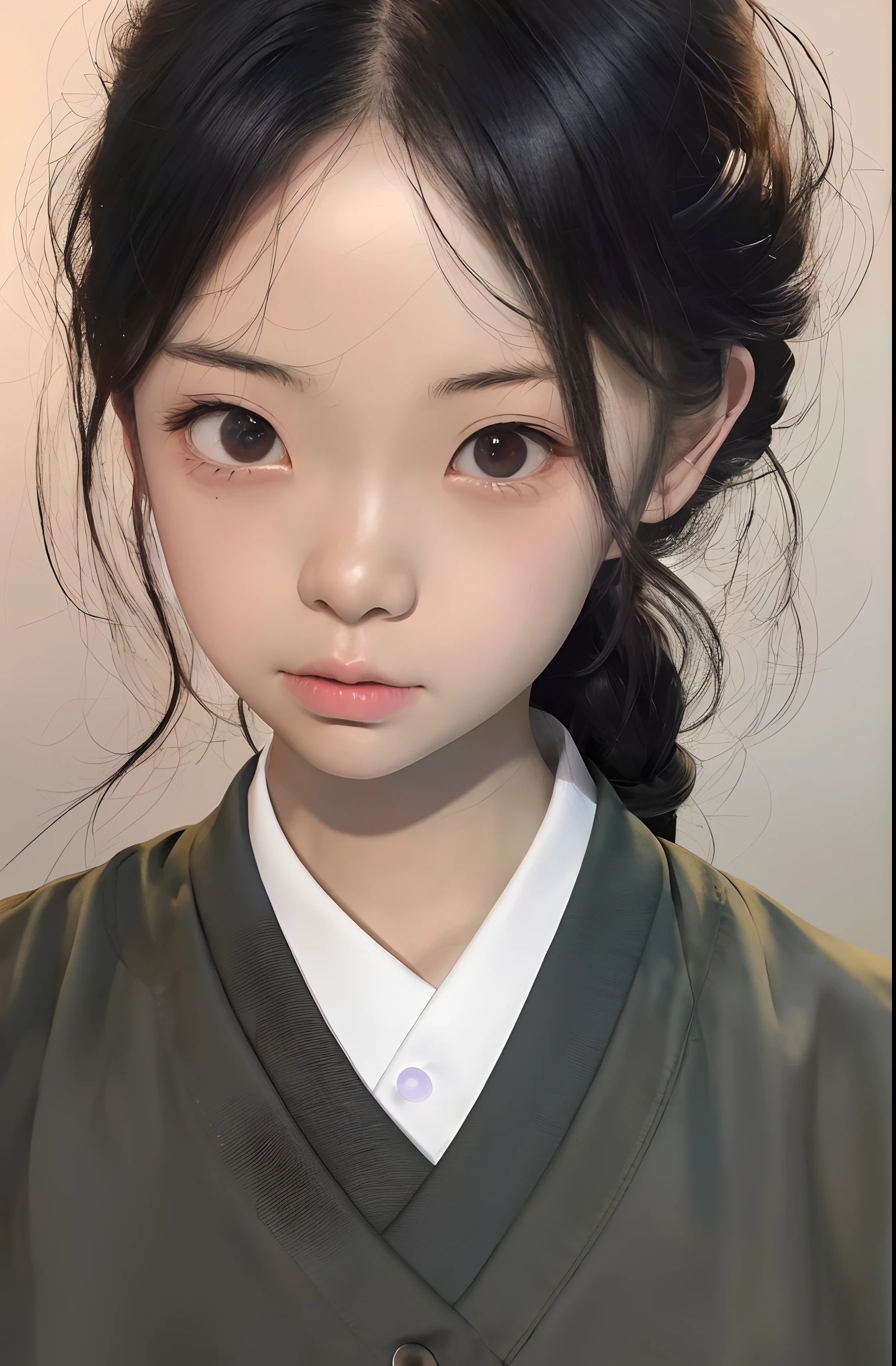 （Need，tmasterpiece），（详细的脸，realisticlying，the detail），1girll，The upper part of the body，simplebackground，looking at viewert，Focus on the face，The color hair，校服