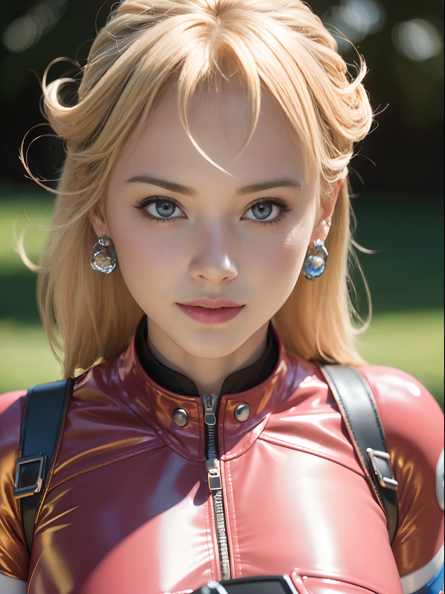 ((Masterpiece)), (high resolution:1.4), (face focus:1.4),  (european youth  woman:1), 1girl, princess_peach, ( pink motorbike suit),  looking at viewer, beautifull smile, beautiful face, highly detailed skin, skin pores, (highly detailed face:1.1), (highly detailed eyes:1.1), realistic pupils, full face blush, full lips, (perfect proportions:1.1), (photography:1.1), (photorealistic:1.1), volumetric lighting, dynamic lighting, real shadows, (highres:1.1), sharp focus, (realistic, hyperrealistic:1.4), intricate, high detail, dramatic, subsurface scattering, big depth of field, vivid, polished, sharpened, ((full Sharp)), (extremely absurdres), 16k hdr