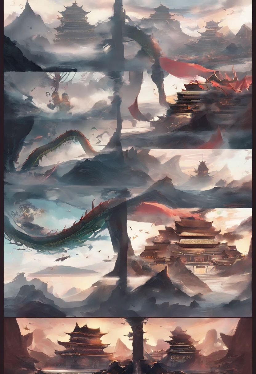 Xuanwu(the body of the,The head of the Chinese dragon,The long tail of the snake),tosen,Huge waves,China-style,oc rendered,super-fine,high qulity,8K high resolution,ultra - detailed