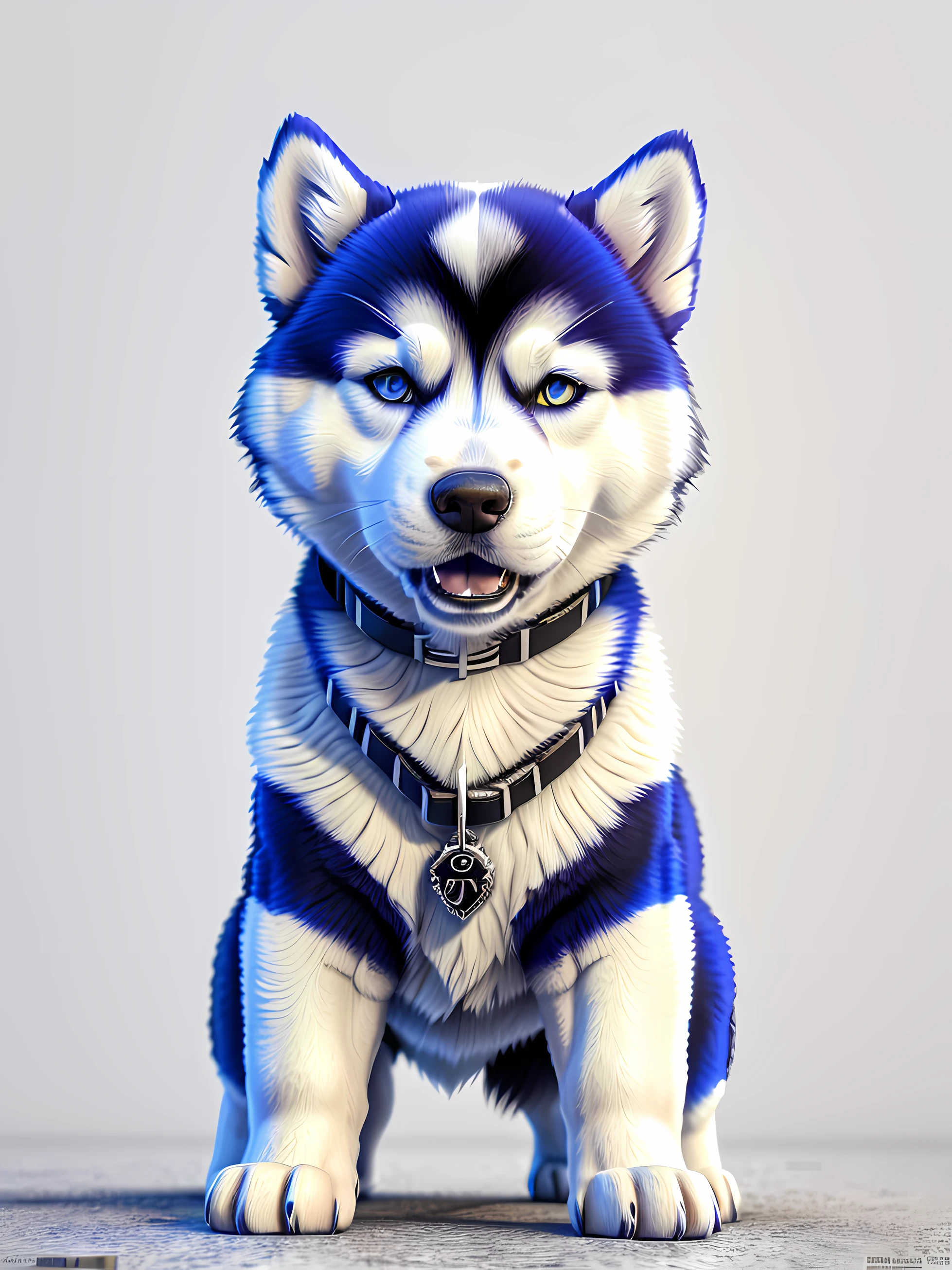 um cachorro Husky Siberiano branco, pintura estilo 3D aquarela, DJ dog listening to music, cachorro DJ, imagem completa, High resolution high contrast (Foto realista:1.2), (Foto RAW, 8k UHD,