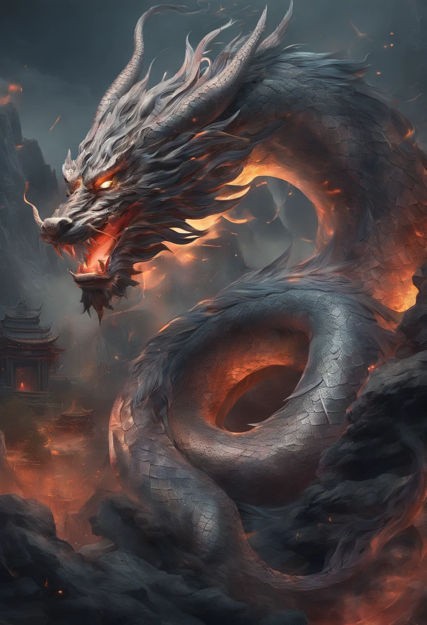 Xuanwu(the body of the,The head of the Chinese dragon,The long tail of the snake),tosen,Huge waves,China-style,oc rendered,super-fine,Hyper-realistic,Ultra photo realsisim,high qulity,8K high resolution,ultra - detailed