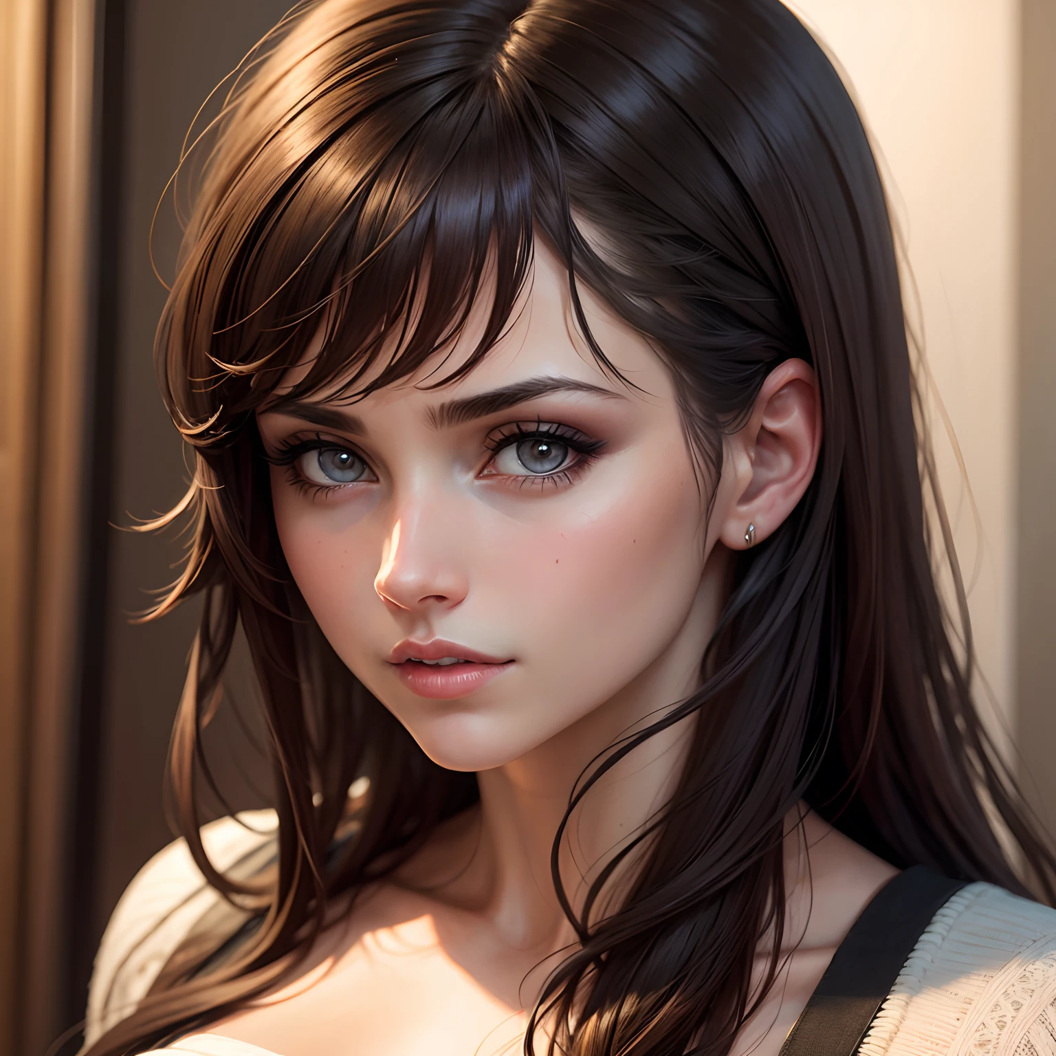 elegant woman, beautiful detailed eyes, beautiful detailed lips, extremely detailed face, long eyelashes, elegant dress, graceful pose, (best quality, 4k, 8k, highres, masterpiece:1.2), ultra-detailed, (realistic, photorealistic, photo-realistic:1.37), studio lighting, fine art portrait, warm color palette, cinematic lighting