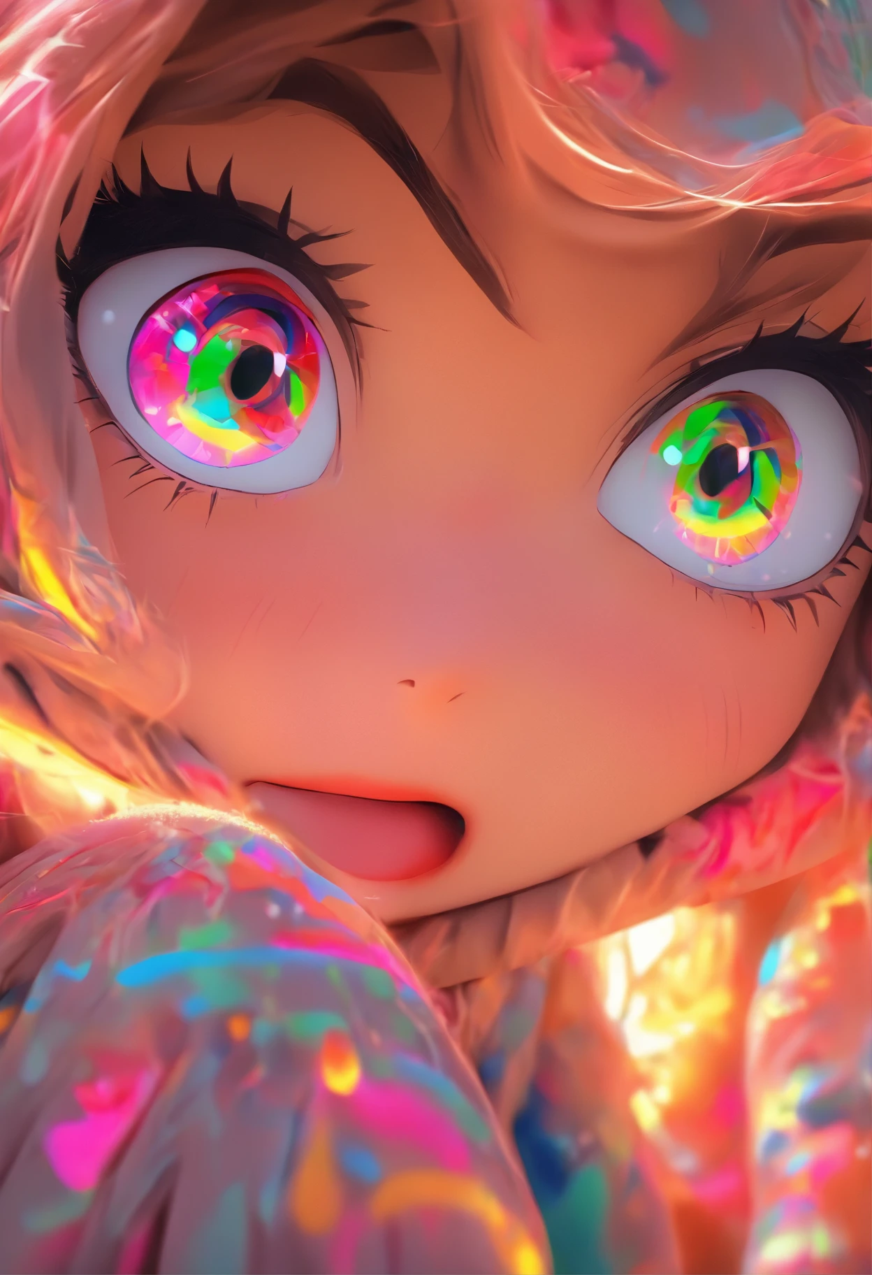 Top quality.。.。.。.3D.Masterpiece, high resolution, 8K, Hoodie and anime style girl, One girl, detailed line art, Digital enhancement, Close up, Anime core, Flowing fabric,Grimacing,Big eyes cute