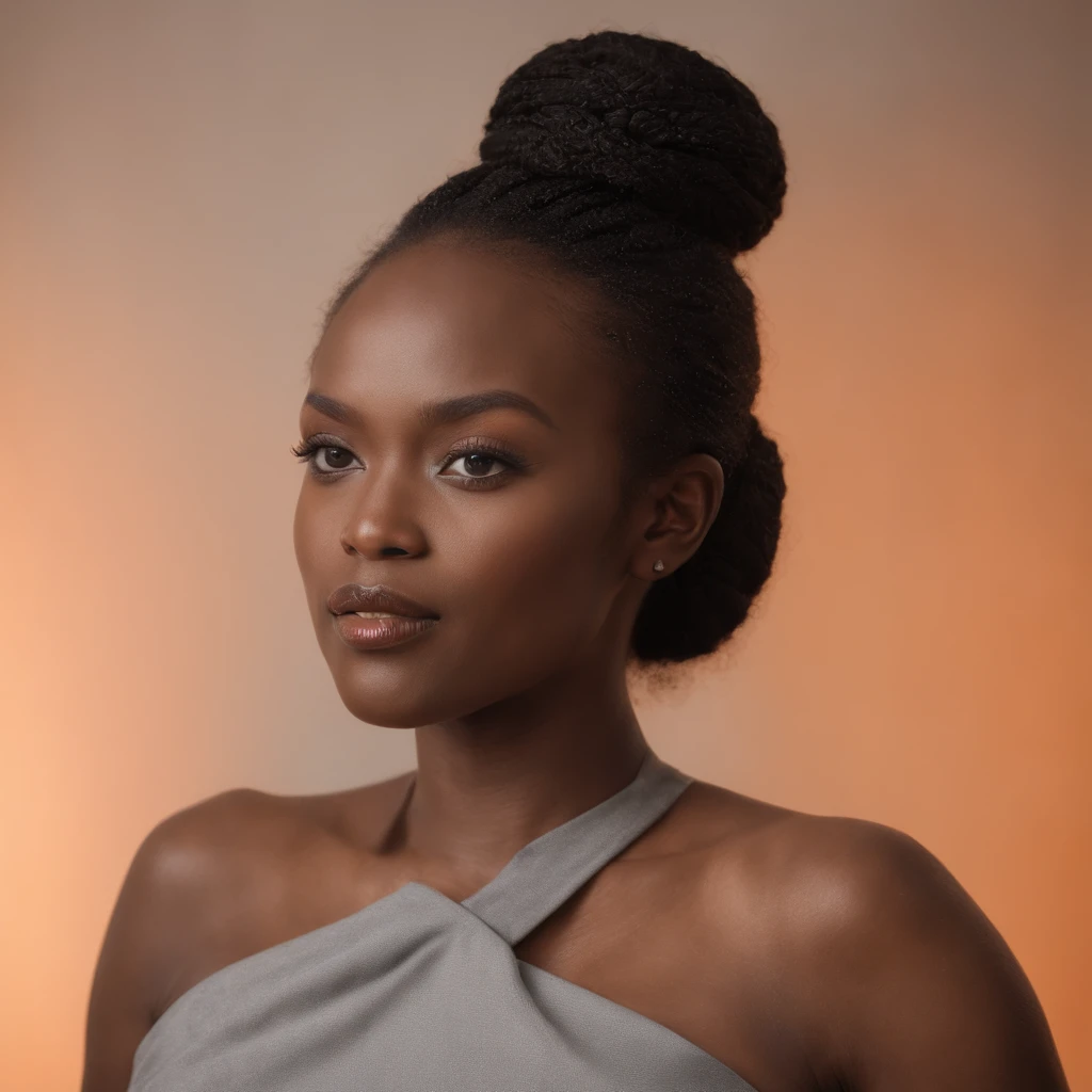 brown woman with long hair and a big breast, with brown skin, maria borges, crisp smooth lines, in style of nadine ijewere, photoshoot for skincare brand, photo of a black woman, brown skin. light makeup, inspired by harvey, smooth in _ the bacc
