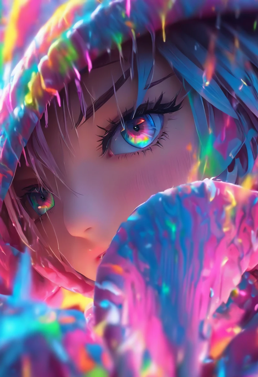 Top quality.。.3D.Masterpiece, high resolution, 8K, Hoodie and anime style girl, One girl, detailed line art,  Digital enhancement, Close up, Anime core, Flowing fabric，Tears