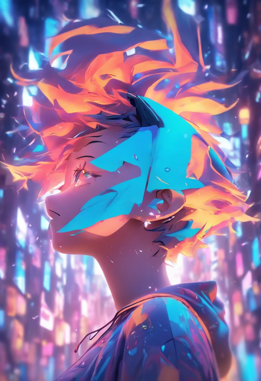 Top quality.。.3D.Masterpiece, high resolution, 8K, Hoodie and anime style girl, One girl, detailed line art, Digital enhancement, Close up, Anime core, Flowing fabric,Tears