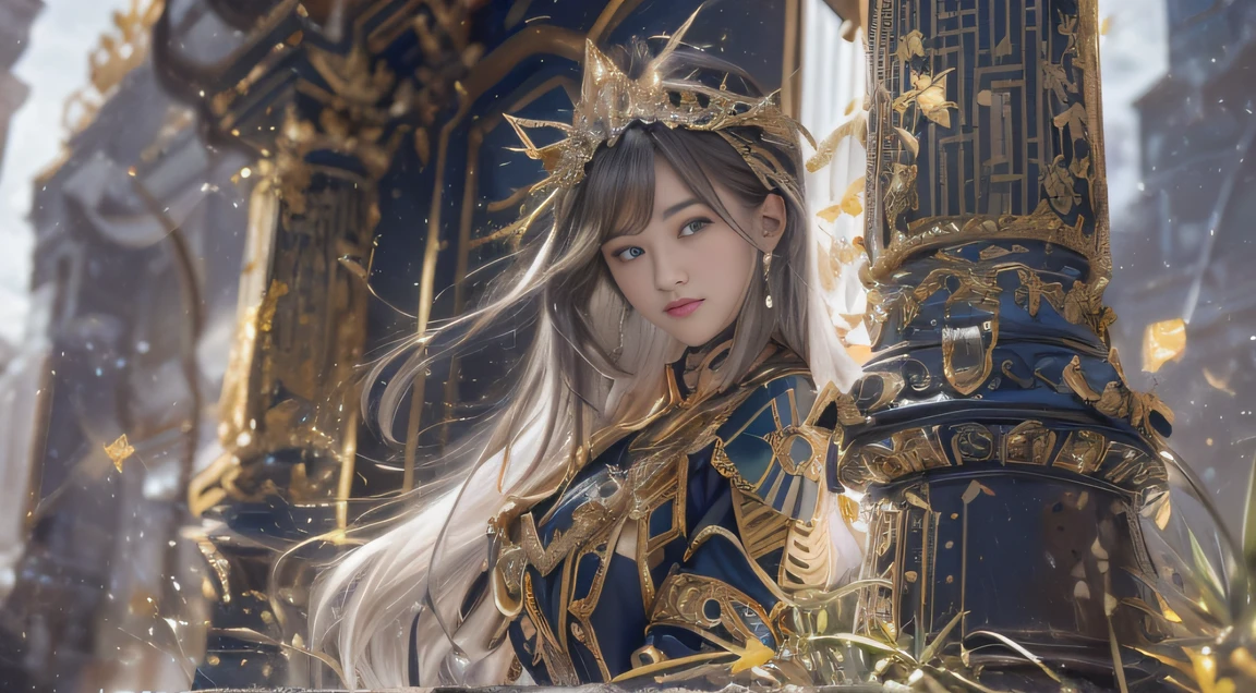 Outdoor square,Multiplayer duels,Rivers of blood flow,Water Goddess 32K,复杂,ellegance,highly detailed,A majestic,Digital photography,Autumn gold thread lenses,surrealism painting,Broken rubies,Beating magic,Entwined water magic,(Cinematic light),hdr,Void 5 Energy Storm,(China 1 girl,Black eyes:1.5),Onlookers(sitting on the stone:1.5),Black color hair,Put on palatial gold armor,A lot of people grass,Beautiful platinum gold armor,big breasts beautiful,looking at viewert,Cinematic shots,tmasterpiece,full bodyesbian,