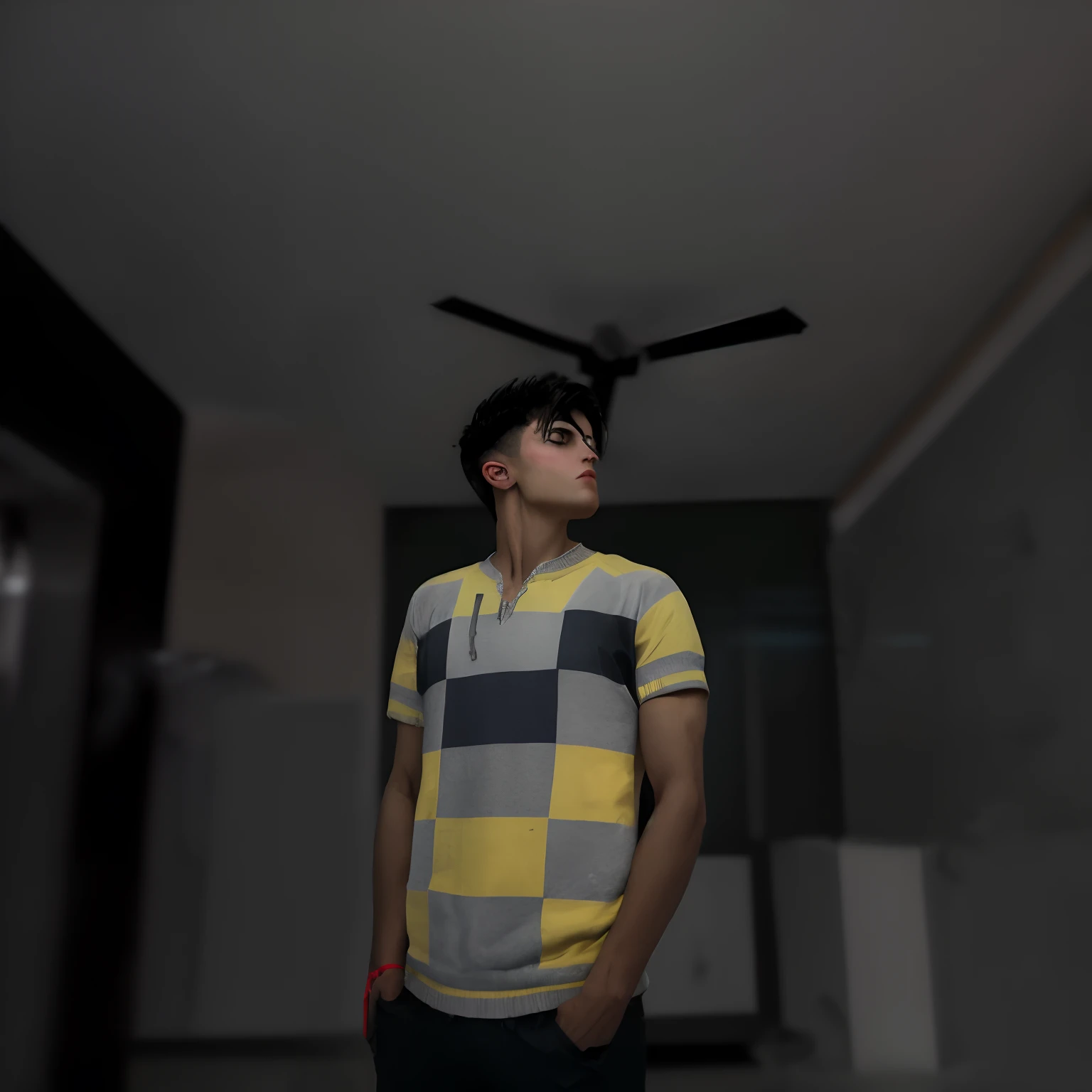 Cyberpunk change background , handsome boy with good physique