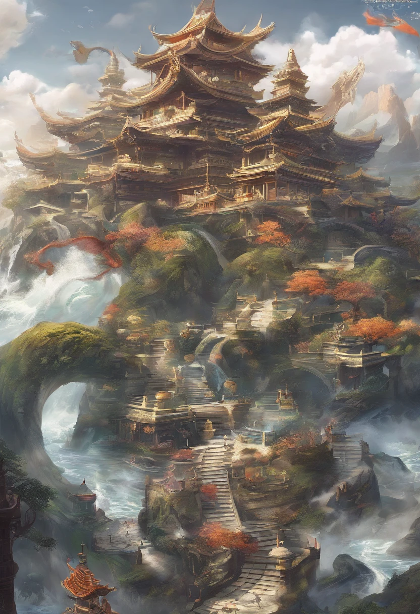 Dragon turtle(Heavy tortoiseshell shell,faucet,The long tail of the snake),tosen,Huge waves,China-style,oc rendered,super-fine,Hyper-realistic,Ultra photo realsisim,high qulity,8K high resolution,ultra - detailed