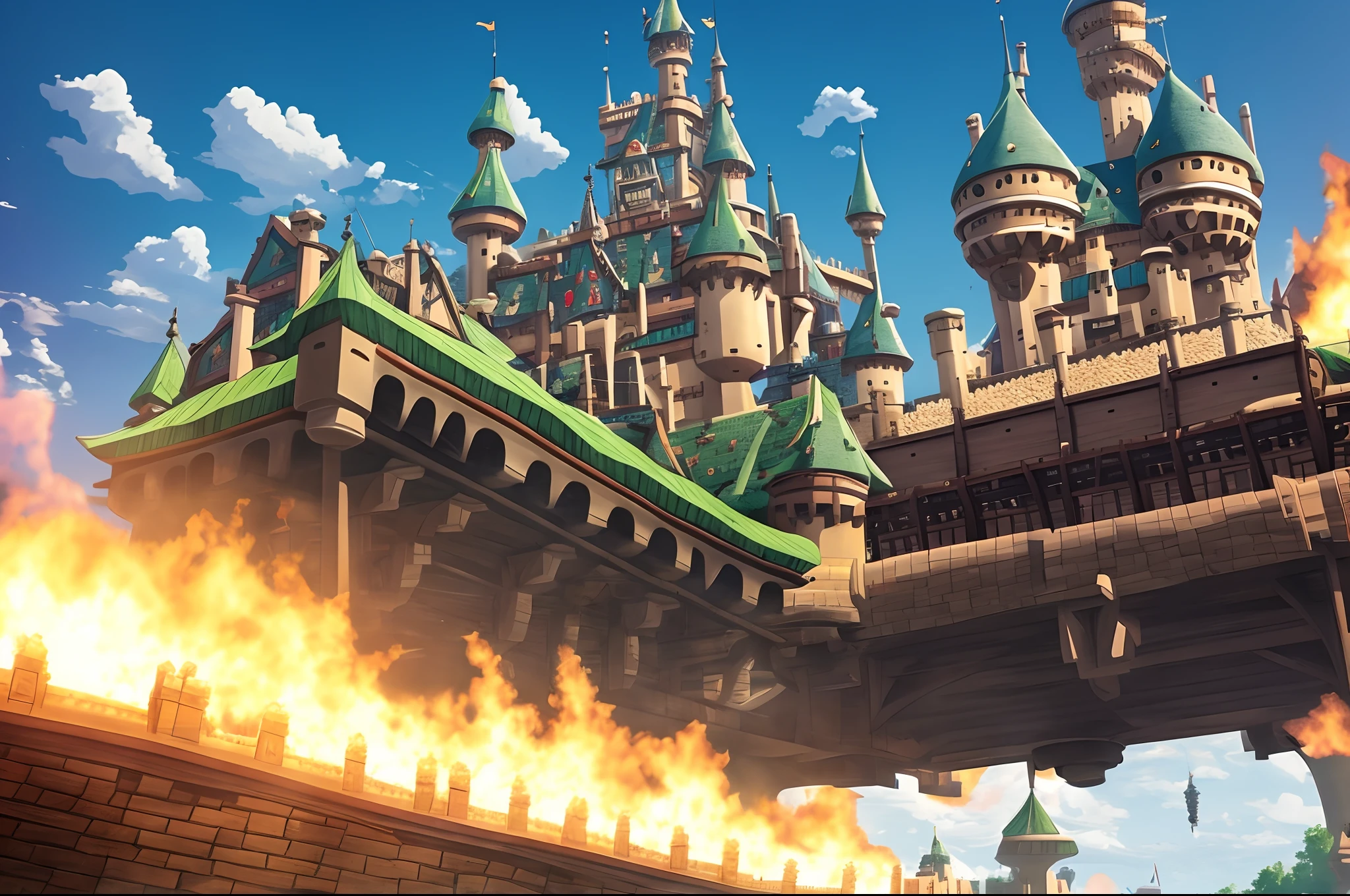 Moving Castle,medieval times,borgar,Huge moving castle,steamy,With propellers,flight,Air,Flying Fortress,Flying fortress,flying castle