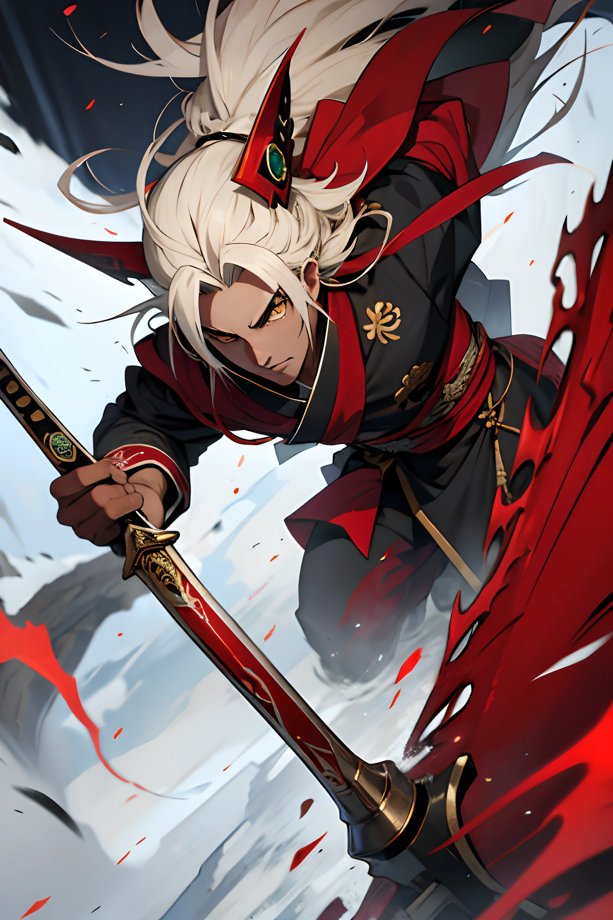 Rengoku, Tempestade vermelha, Brasil, close, de costas, espada bilhando