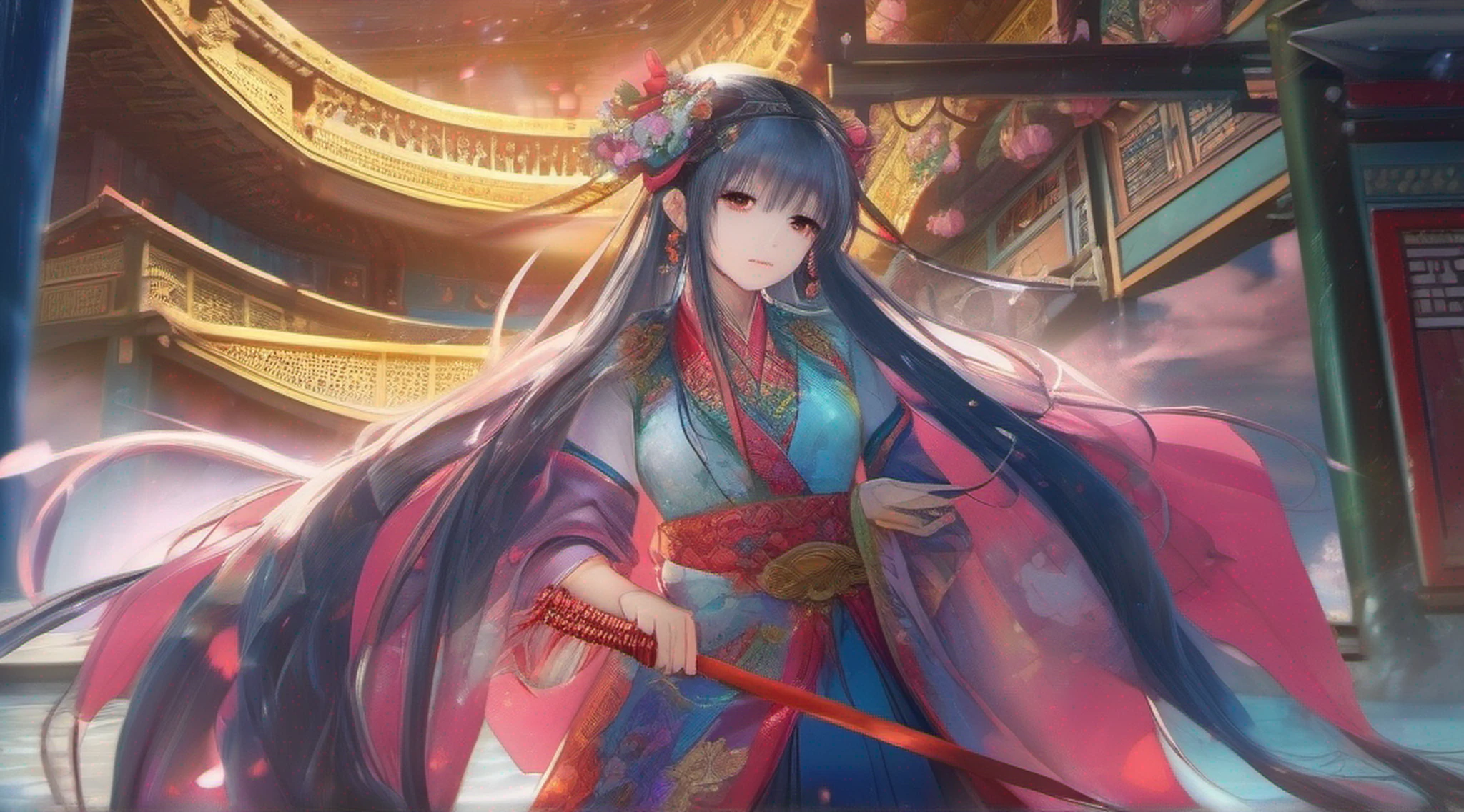 (8k, RAW photo:1.2),best quality, ultra high res,dramatic angle,(fluttered detailed color splashs), (illustration),(((1 girl))),(long hair),(rain:0.9),(hair ornament:1.4),there is an ancient palace beside the girl,chinese clothes,(focus on), color Ink wash painting,(color splashing),colorful splashing,(((colorful))),(sketch:0.8), Masterpiece,best quality, beautifully painted,highly detailed,(denoising:0.6),[splash ink],((ink refraction)), (beautiful detailed sky),moon,highly,detaild,(masterpiece, best quality, extremely detailed CG unity 8k wallpaper,masterpiece, best quality, ultra-detailed),(Lycoris radiata),