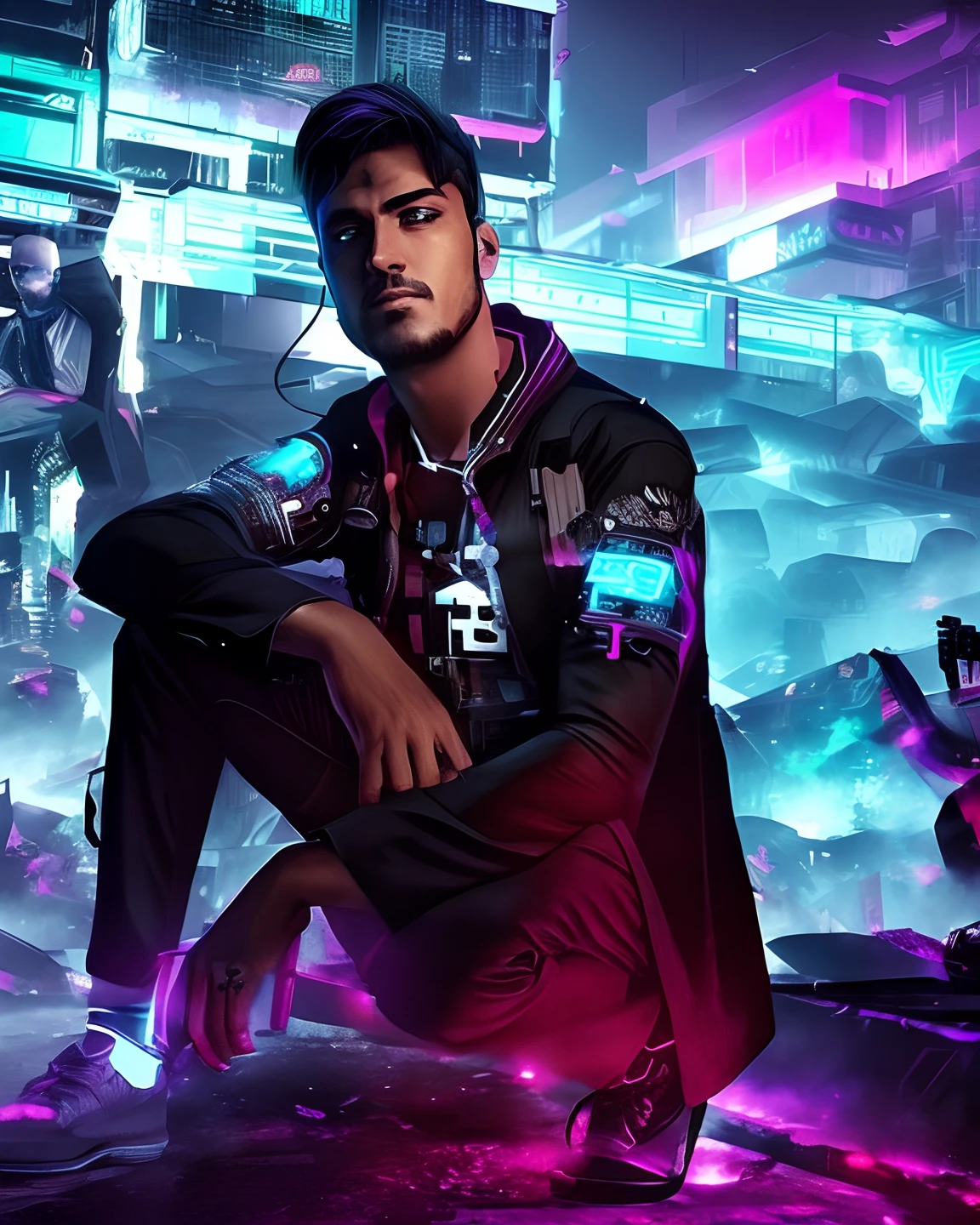 Change background cyberpunk handsome