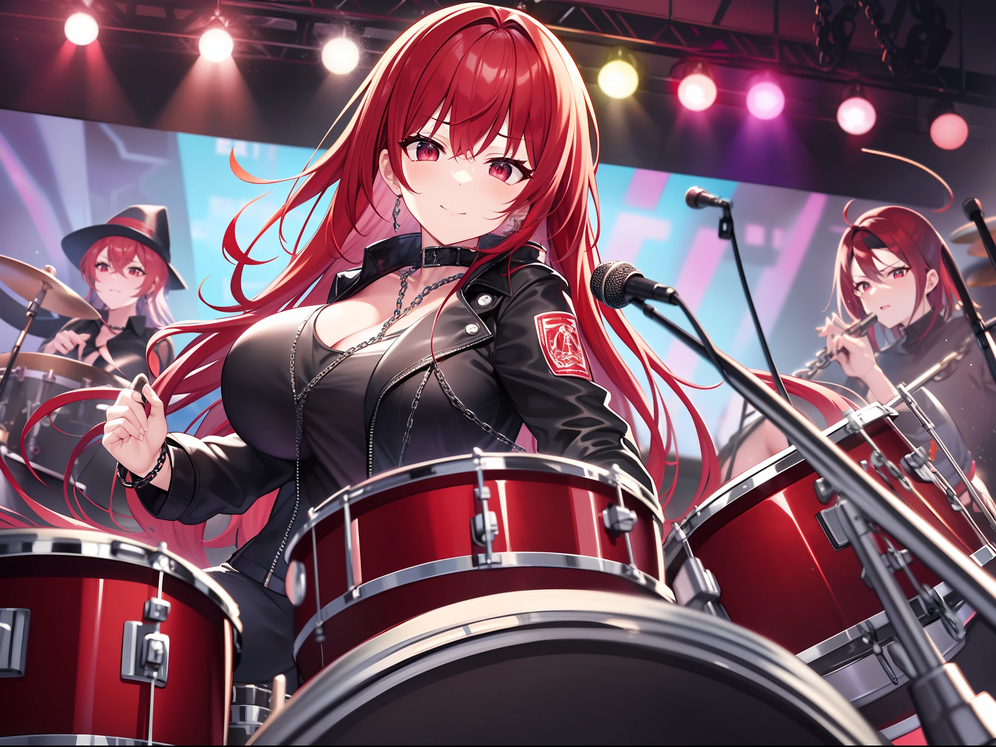 Outrageous resolution、​masterpiece++、top-quality++、ultra-definition++、ultra-definition++、4k++、8k++、from side、（Background Focus）++、（（1）））+++Sexily dressed woman praises muscular red-haired huge breasts drummer with sharp eyes in chain black jacket playing drums at live venue on battlefield destroying city、Red-haired huge breasts drummaroon with sharp eyes in a chain black jacket playing drums at a live venue、Red-haired huge breasts drummer magic with sharp eyes and muscular eyes in a chain black jacket playing drums at a live venue、A muscular red-haired huge breasts drummer with sharp eyes in a chain black jacket playing drums at a live venue flying above、Red-haired huge breasts drummer married woman with sharp eyes in a chain black jacket playing drums at a live venue、The president of a red-haired huge breasts drummer with sharp eyes and muscular eyes in a chain black jacket playing drums at a live venue、Detailed contemporary art、Contemporary Art Style、BreakRed hair big breasts drummer witch with sharp eyes in a chain black jacket playing drums at a beautiful modern live venue、Red-haired big breasts drummer college student with sharp eyes in a chain black jacket playing drums at a live venue、Contemporary Art Behans、A high school drummer with red hair and big breasts with muscular eyes in a chain black jacket playing drums at a live venue、A muscular red-haired big breasts drummer with sharp eyes in a chain black jacket playing drums at a beautiful live venue、Muscular red-haired huge breasts drummer fragment with sharp eyes in a chain black jacket playing drums at a shiny floating live venue、A muscular red-haired huge breasts drummer with sharp eyes in a chain black jacket playing drums at a live venue、 Spark, a muscular red-haired huge breasts drummer with sharp eyes in a chain black jacket playing drums at a dazzling live venue、A muscular red-haired huge breasts drummer chain with sharp eyes in a chain black jacket playing drums at a live venue、A muscular red-haired