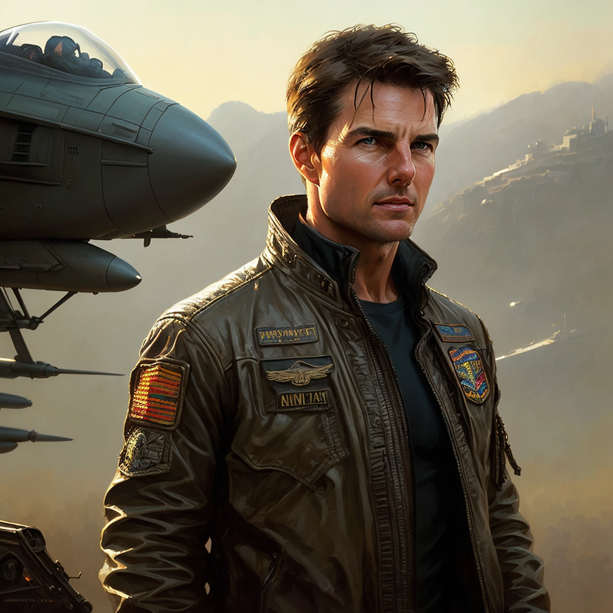 Tom Cruise from Top Gun, vhs effect, (poster:1.2),poster on wall, nostalgia, movie poster,
(skin texture), intricately detailed, fine details, hyperdetailed, raytracing, subsurface scattering, diffused soft lighting, shallow depth of field, by (Oliver Wetter)
professional majestic oil painting by Ed Blinkey, Atey Ghailan, Studio Ghibli, by Jeremy Mann, Greg Manchess, Antonio Moro, trending on ArtStation, trending on CGSociety, Intricate, High Detail, Sharp focus, dramatic, photorealistic painting art by (greg rutkowski:1.4), bokeh