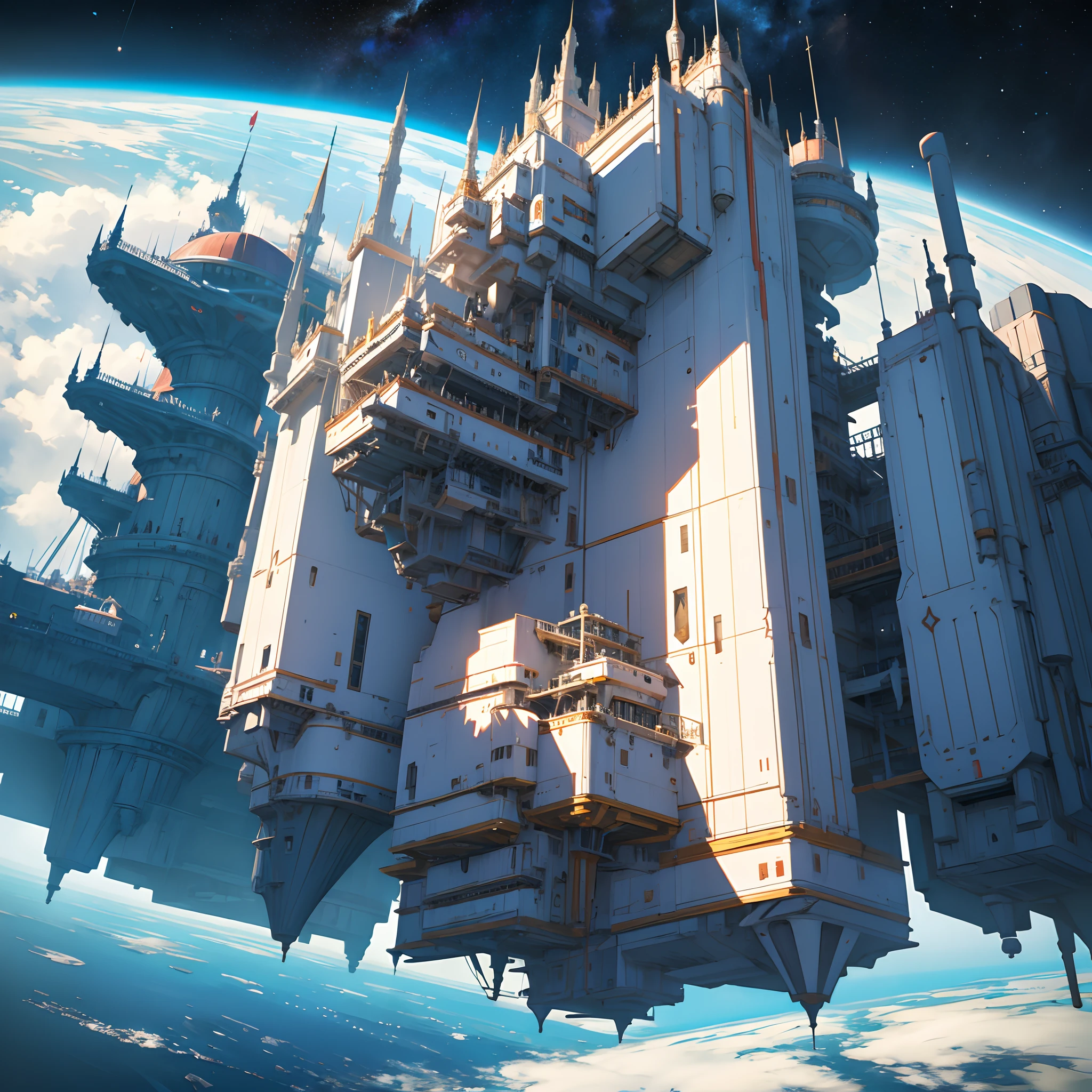 Interstellar voyage，Huge high-tech floating castle，Space Station