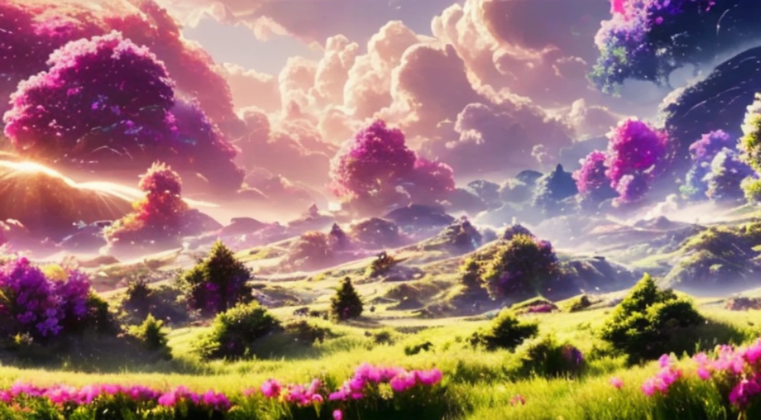 a discodifland with swirling clouds and flowers, artstation, sharp focus, inspiring 8k wallpaper