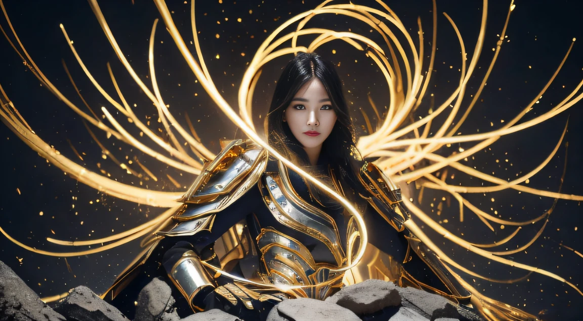 Outdoor square,Multiplayer duels,Rivers of blood flow,Water Goddess 32K,复杂,ellegance,highly detailed,A majestic,Digital photography,Autumn gold thread lenses,surrealism painting,Broken rubies,Beating magic,Entwined water magic,(Cinematic light),hdr,Void 5 Energy Storm,(China 1 girl,Black eyes:1.5),Onlookers(sitting on the stone:1.5),Black color hair,Put on palatial gold armor,A lot of people grass,Beautiful platinum armor,big breasts beautiful,looking at viewert,Cinematic shots,tmasterpiece,full bodyesbian,