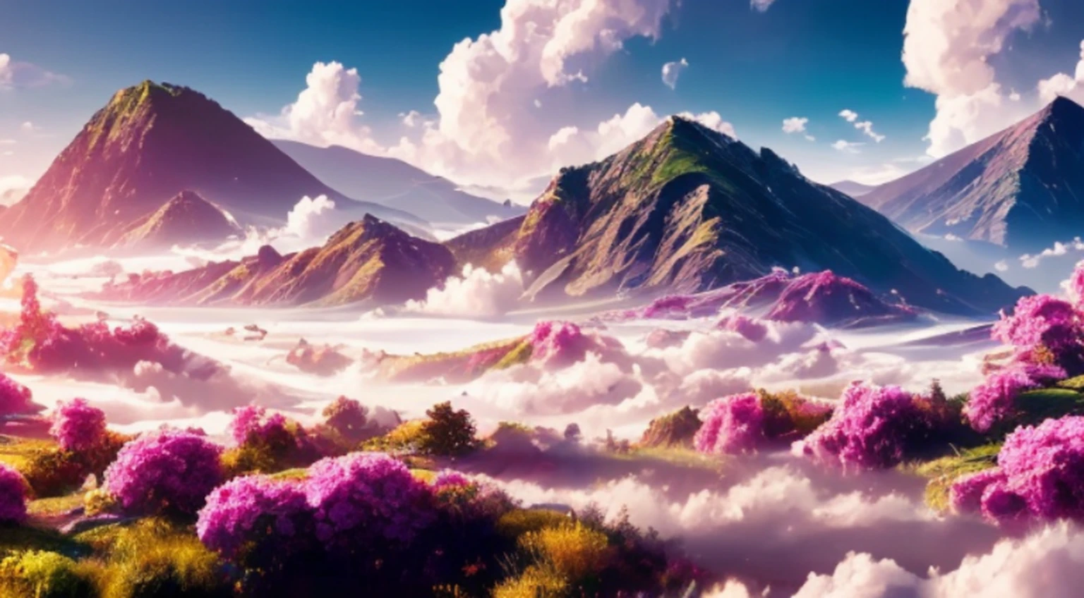 a discodifland with swirling clouds and flowers, artstation, sharp focus, inspiring 8k wallpaper