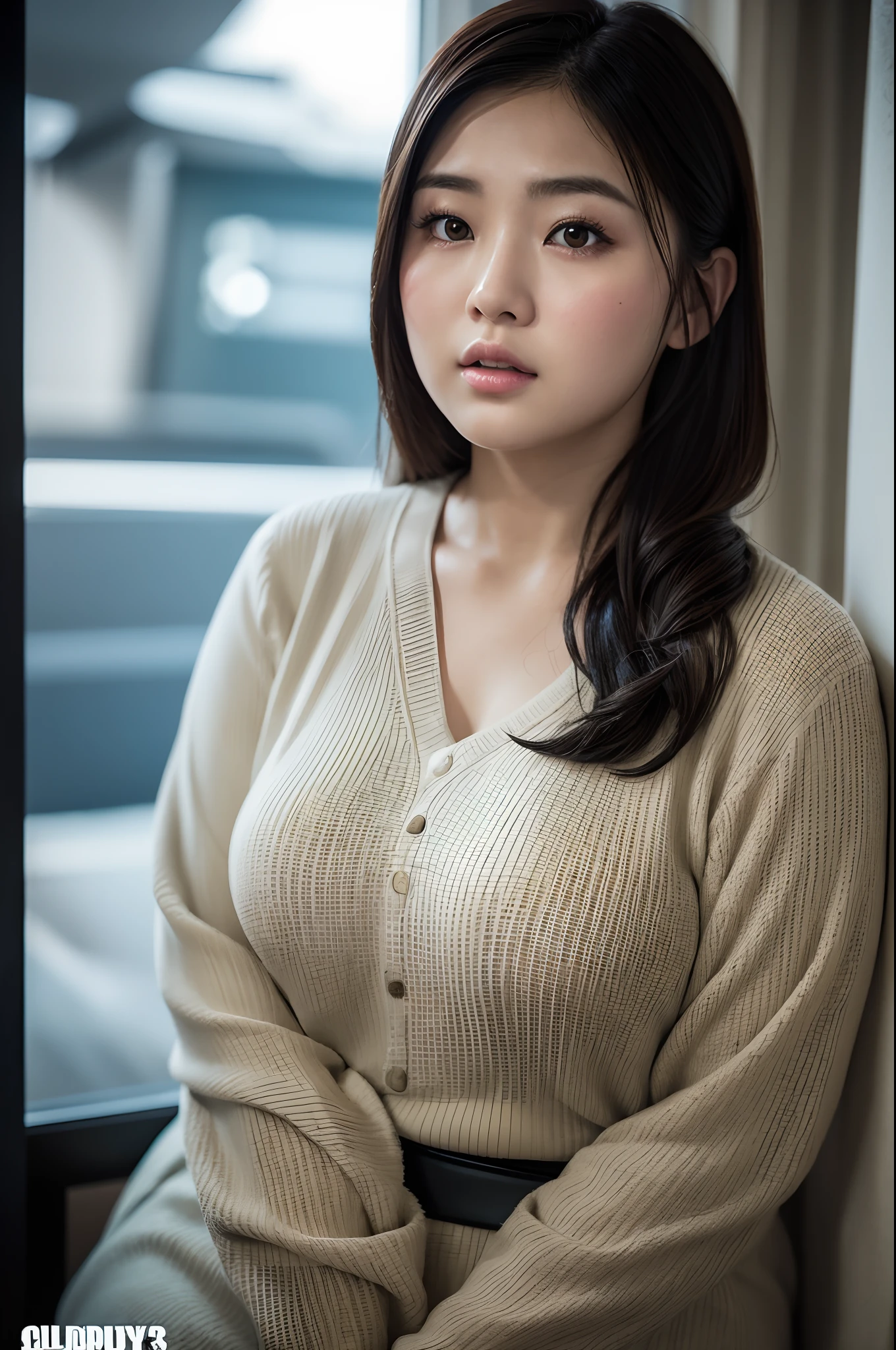 Beautiful chubby asian woman in Call of Duty style, close up photograph, Photos taken with a Canon EOS R5 DSLR camera, Cinematic lighting, Ultra photo realsisim, Intricate details, Her face is delicate