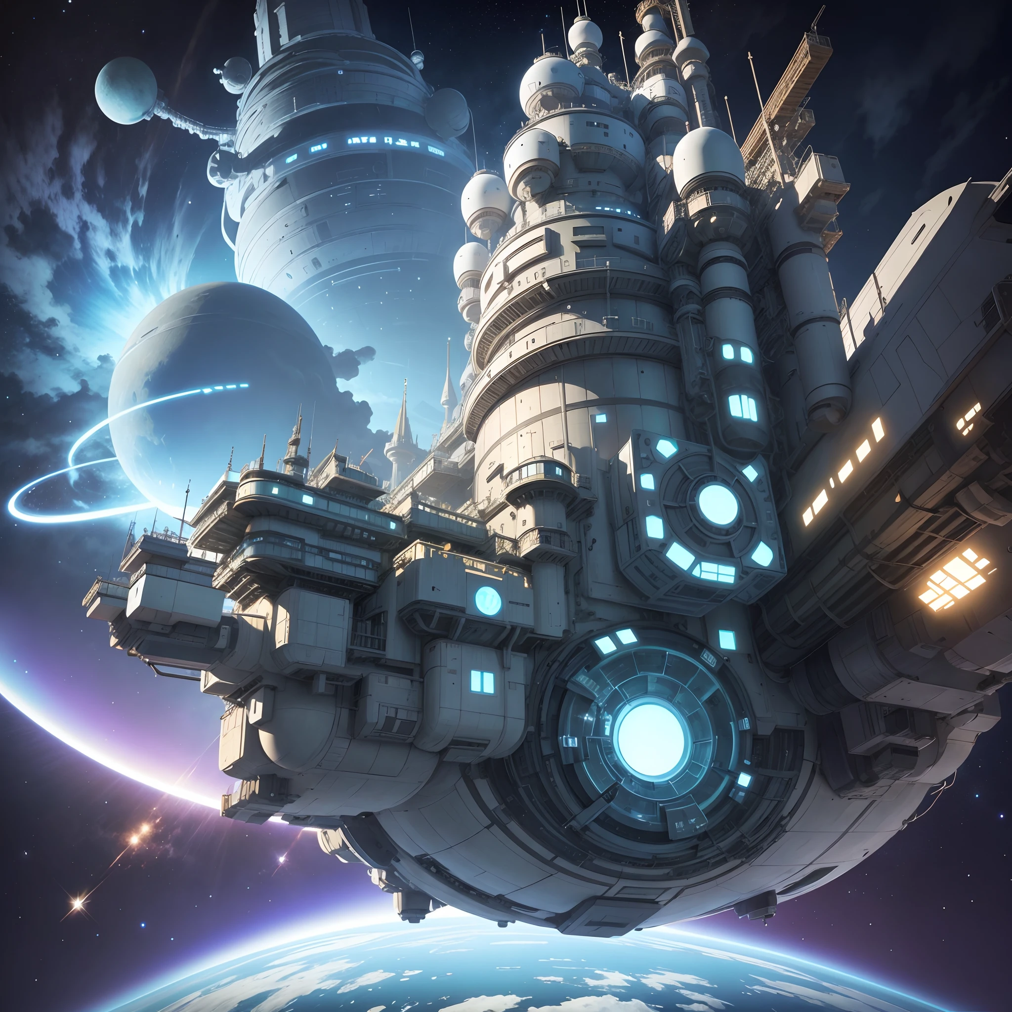 Huge high-tech moving castle，Space Station