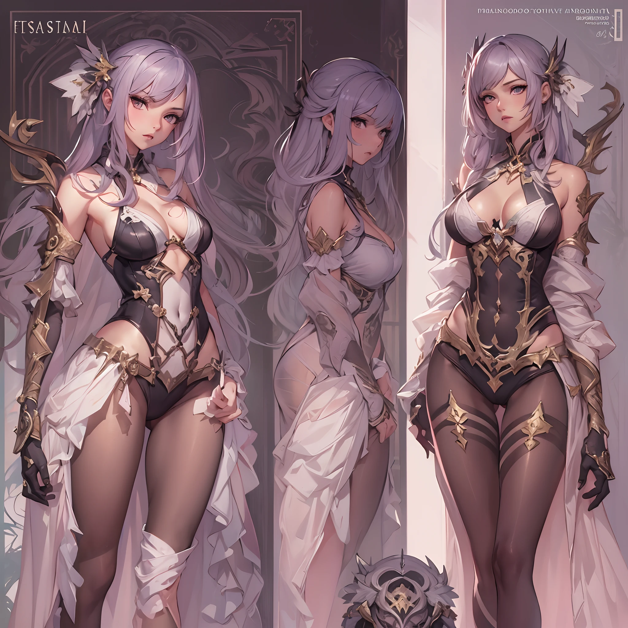 ((Masterpiece, Highest quality)), Detailed face, CharacterDesignSheet， full bodyesbian, Full of details, Multiple poses and expressions, Highly detailed, Depth, Many parts，Beautiful assassin girl，In pink，Night clothes，estilo fantasia，lacepantyhose，Extremely beautiful，High Balance, Natural light,