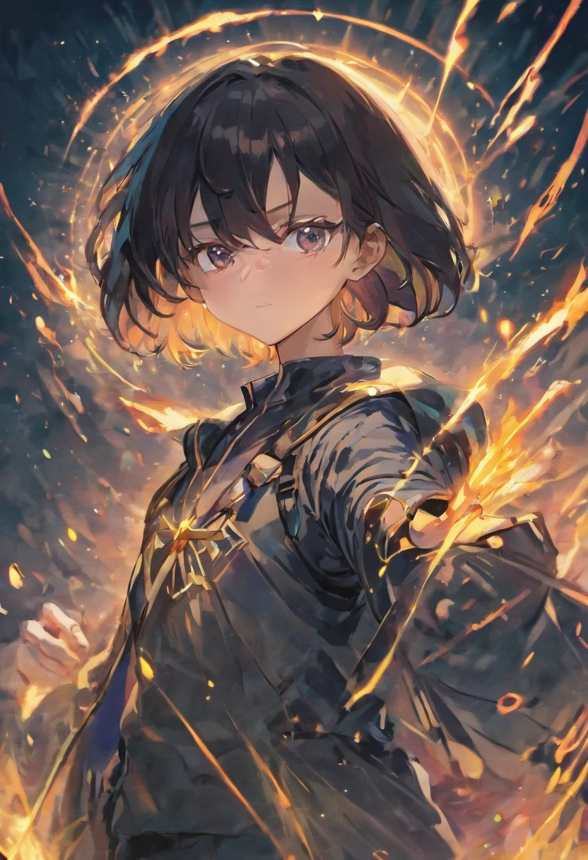 Majesty,Powerful aura,with short black hair,in a soldier uniform,High-tech glasses on the left eye,battle hardened