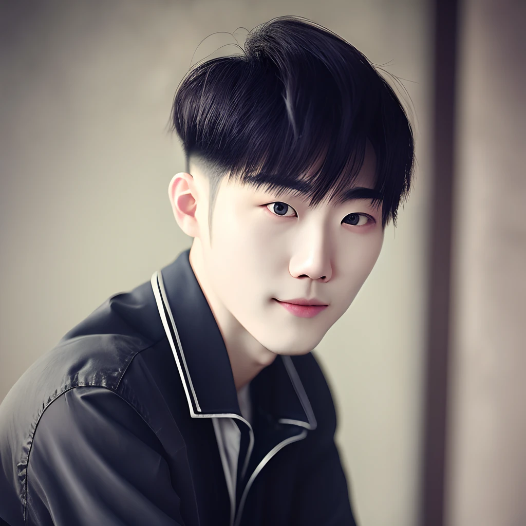 Best quality, ultra highres, (Realstic:real), Photo originale, 1 Korean man, ((Very beautiful)), ((charisme)), 20 ans, Slight smile, cheveux courts, Bits