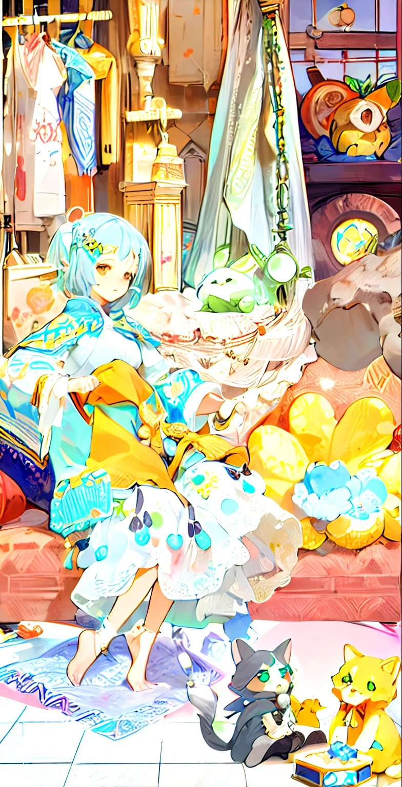 (masterpiece, best quality),solo gril 1, white background, ,elf, archer, cloak, white hair,green dress theme,fantasy,look at view,close up