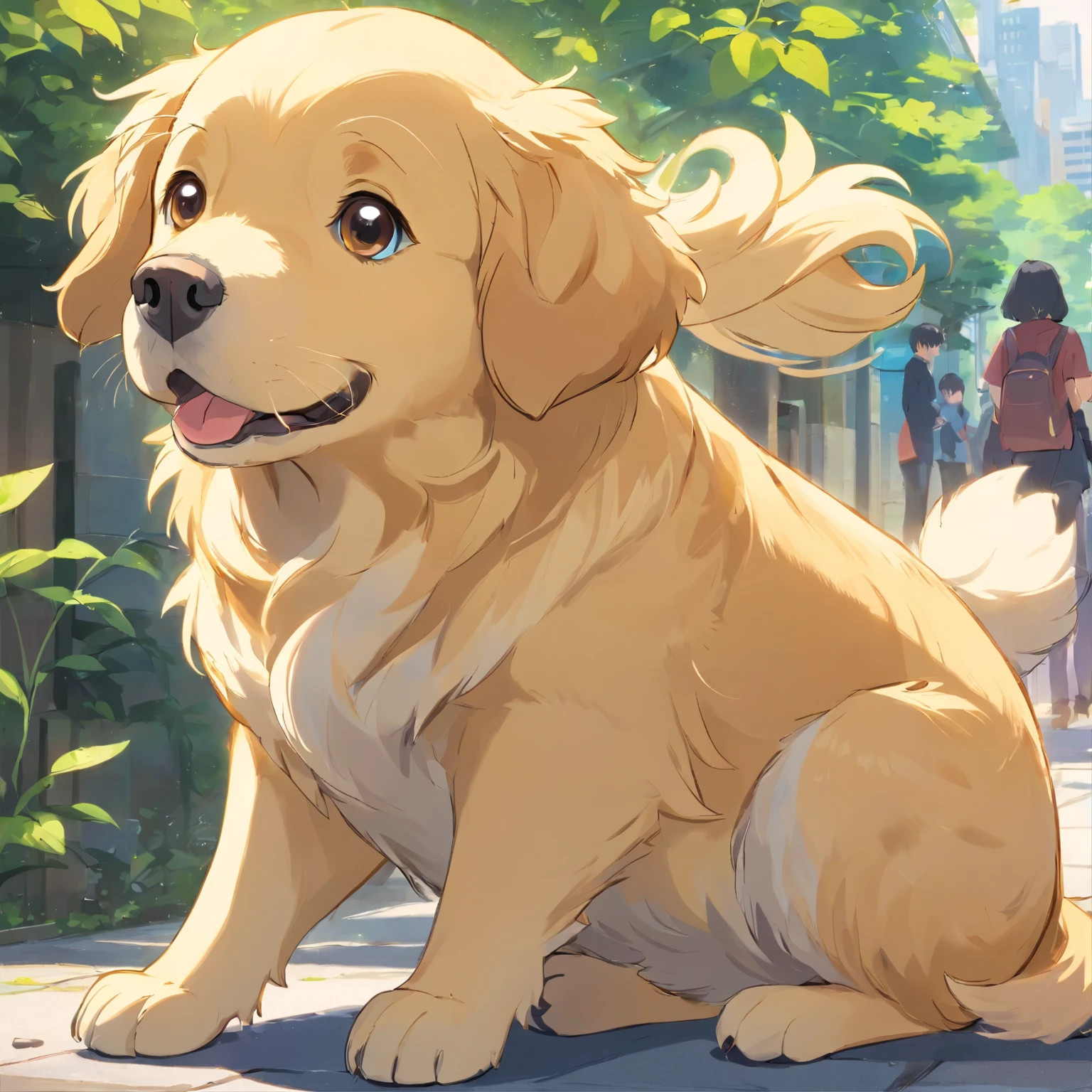 "Generate cute golden retriever images in super high quality anime style。Subject to the following conditions::、Can you make an anime-style image of a beautiful golden retriever？

Make sure each image shows only one cute cartoon-style penguin。Do not put other Golden Retrievers or animals in。Make sure there is only one anime-style cute golden retriever in the scene。

Do not allow Golden Retrievers to hold more limbs than necessary、Please draw with a natural posture while incorporating anime-style features。While maintaining cuteness、Avoid excessive display of limbs。

Be careful to draw a natural anime-style environment in the background.。Imagine a scene of a cute anime-style golden retriever with a happy expression.。

Carefully draw so that the tail does not appear on the ass of the golden retriever。Adjust it to keep a natural look。

So that the neck of the Golden Retriever is the correct length,、Adjust the balance while keeping the characteristics of the anime。

Draw the body shape of a chubby anime-style golden retriever。With a cute rounded body、Beautifully reproduces the fluffiness of obesity。

Try to ensure that the anime-style image generated is beautiful with only one golden retriever.。Unpleasant facial expressions and situations、Elements of violence and anxiety、Discriminatory or insulting elements、Don't include sensitive topics or biases.。

Follow these instructions、We are waiting for a wonderful video that maximizes the charm of the cute golden retriever in an anime style..。"