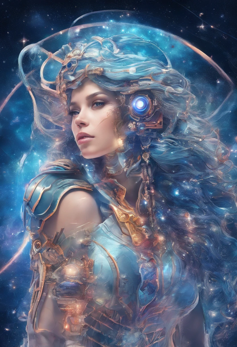 mulher de cabelos longos ruivos, pele bem clara e olhos azuis cor do mar