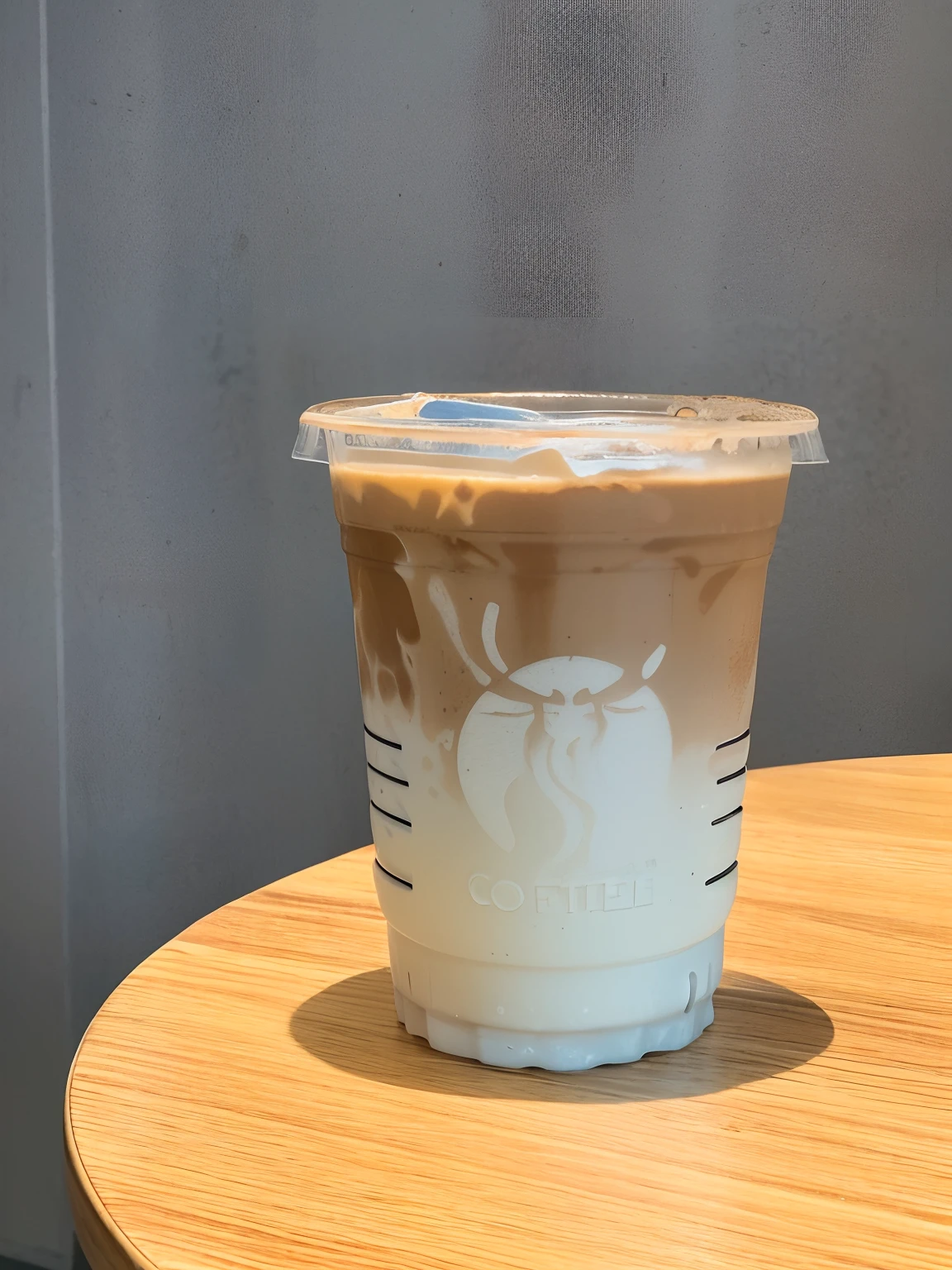 There was a cup of coffee and a straw on the table, iced latte, colored milk tea, ice coffee, soymilk, soey milk, patiphan sottiwilai, drinking a strawberry iced latte, patiphan sottiwilaiphong, caramel, octa 8k, cold brew coffee ), kawa, drak, longque chen, no type