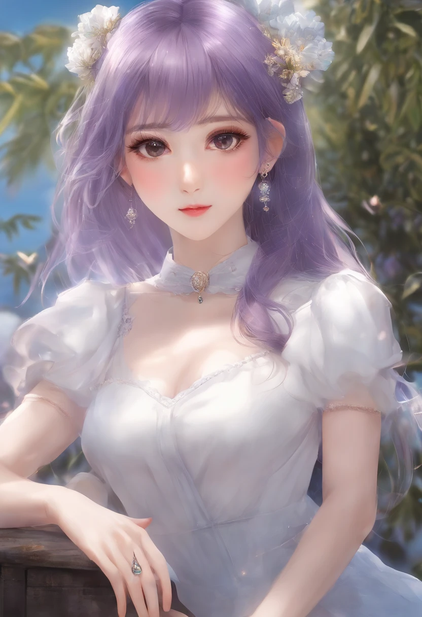 tmasterpiece，best qualtiy，cinematic Film still from，1girl，Cloud Girl，Floating in the sky，closeup cleavage，brightly，cheerfulness，Warm and soft lighting，the sunset，（spark of light：0.7）,1girl， Purple eye， 独奏， sun glasses， Purple colored hair， glasses on head， looking at viewert， ssmile， 耳Nipple Ring， jewely， Turn Back， By bangs， The upper part of the boep one's mouth shut， Star Kafka，， shiny， Glossy glossy skin， a mature female,Kitagawa Uyudo house style, anime visual of a young woman,Focus on the face Delicate and beautiful face High ponytail,城市,Outdoors,Stand up,long leges,Mature woman,Big breasts wife,Married Woman,Mature woman,office  lady,(Masterpiece), (Best quality), (Ultra detailed),(Disheveled hair),huge tit,Stiletto heels,Slender and tall,Exquisite details,The feet are delicate