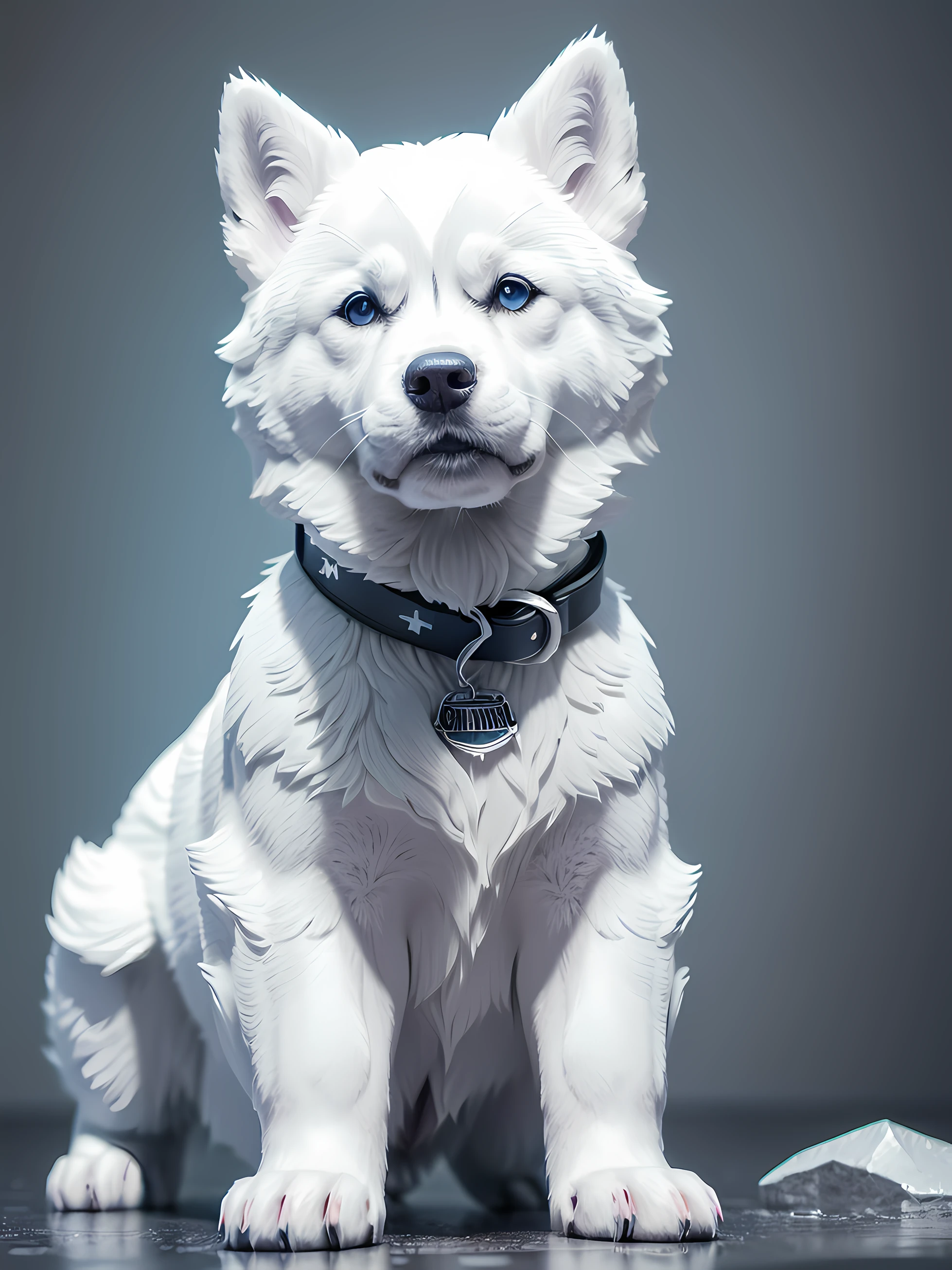 um cachorro Husky Siberiano, pintura estilo 3D aquarela, DJ dog listening to music, Siberian DJ Husky Dog, mesa de som de DJ, imagem completa, High resolution high contrast (fotorrealista:1.5), (Foto RAW, 8k UHD,
