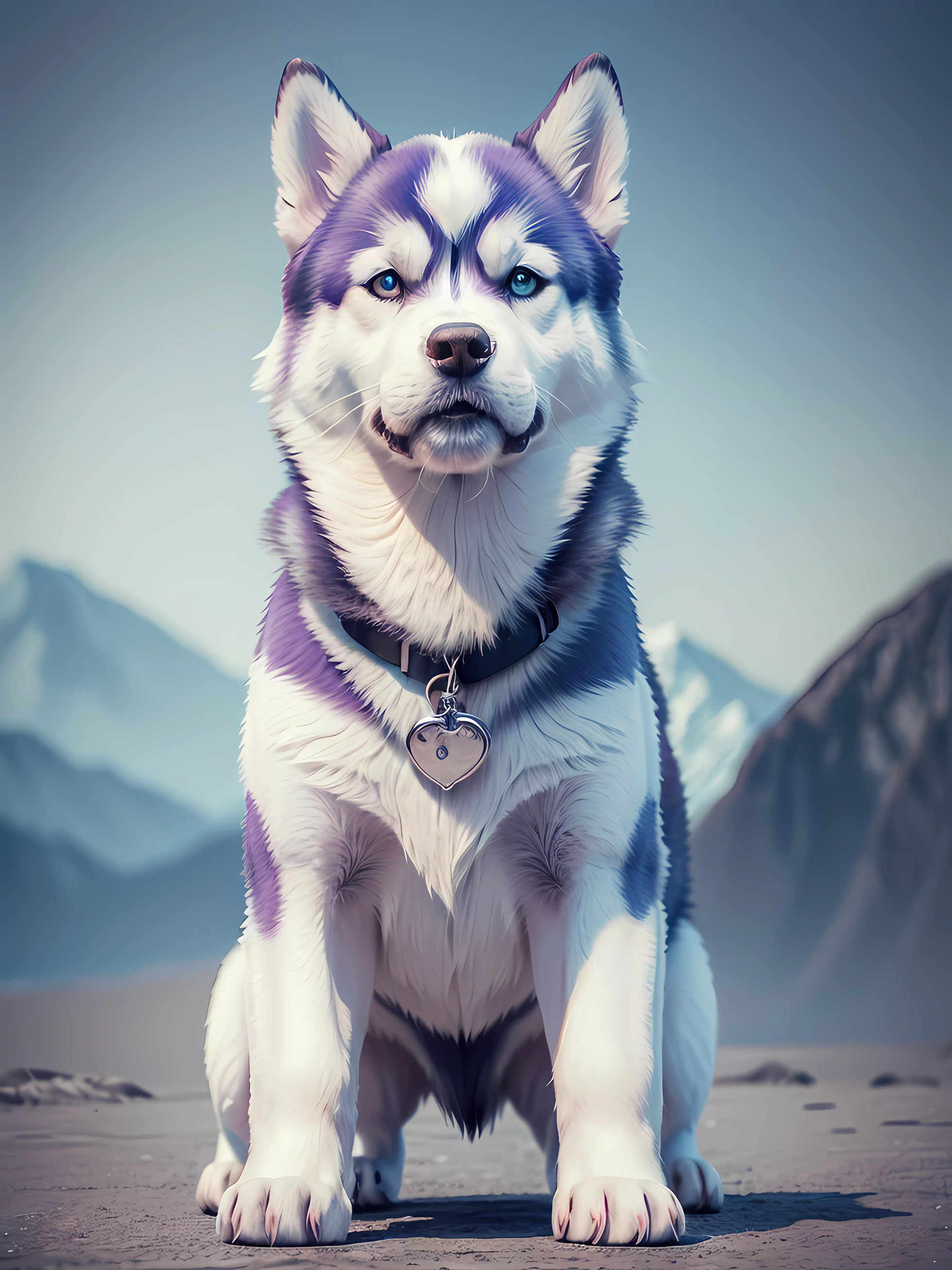 um cachorro Husky Siberiano, pintura estilo 3D aquarela, DJ dog listening to music, Siberian DJ Husky Dog, mesa de som de DJ, imagem completa, High resolution high contrast (fotorrealista:1.5), (Foto RAW, 8k UHD,
