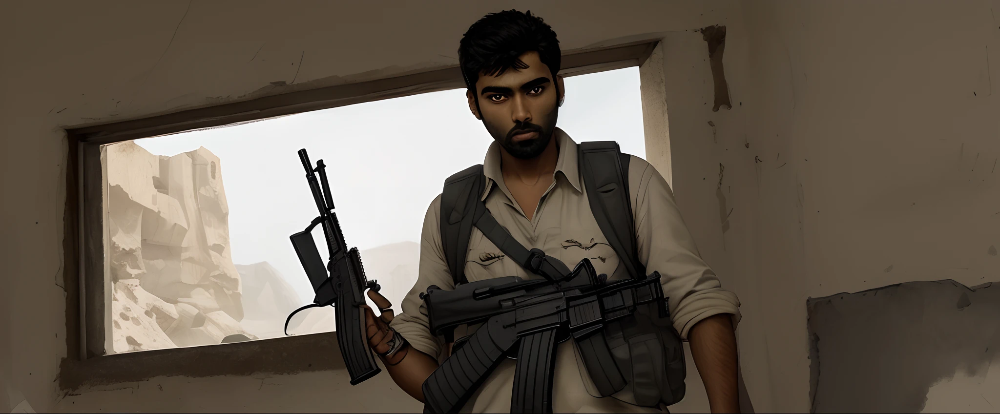 miguel ohar with an ak-47 in his hand