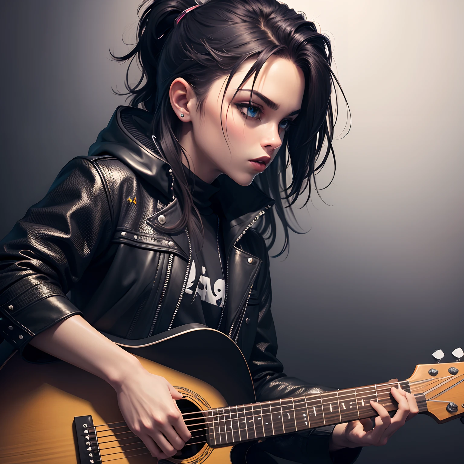 Rockstar playing guitar vector art Dark theme