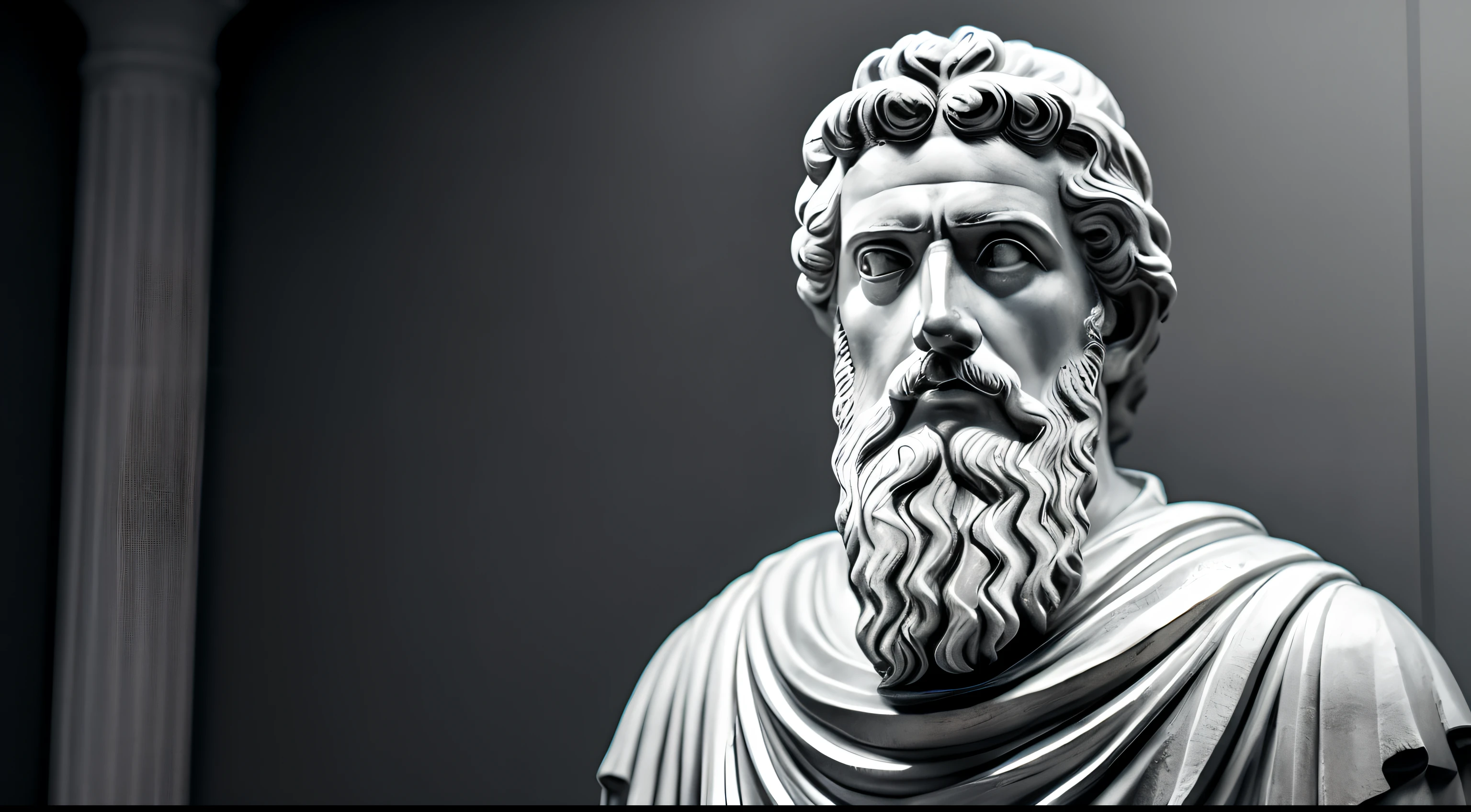 a portrait statue of Marcus Aurelius stoic in black and white 4K, super realista 1920x1080 papel de parede foto