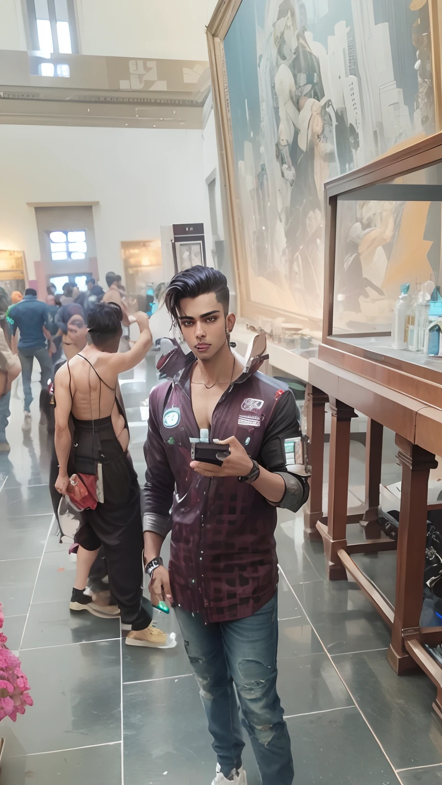 Cyberpunk handsome boy realistic with guns রিয়েল ফেস
