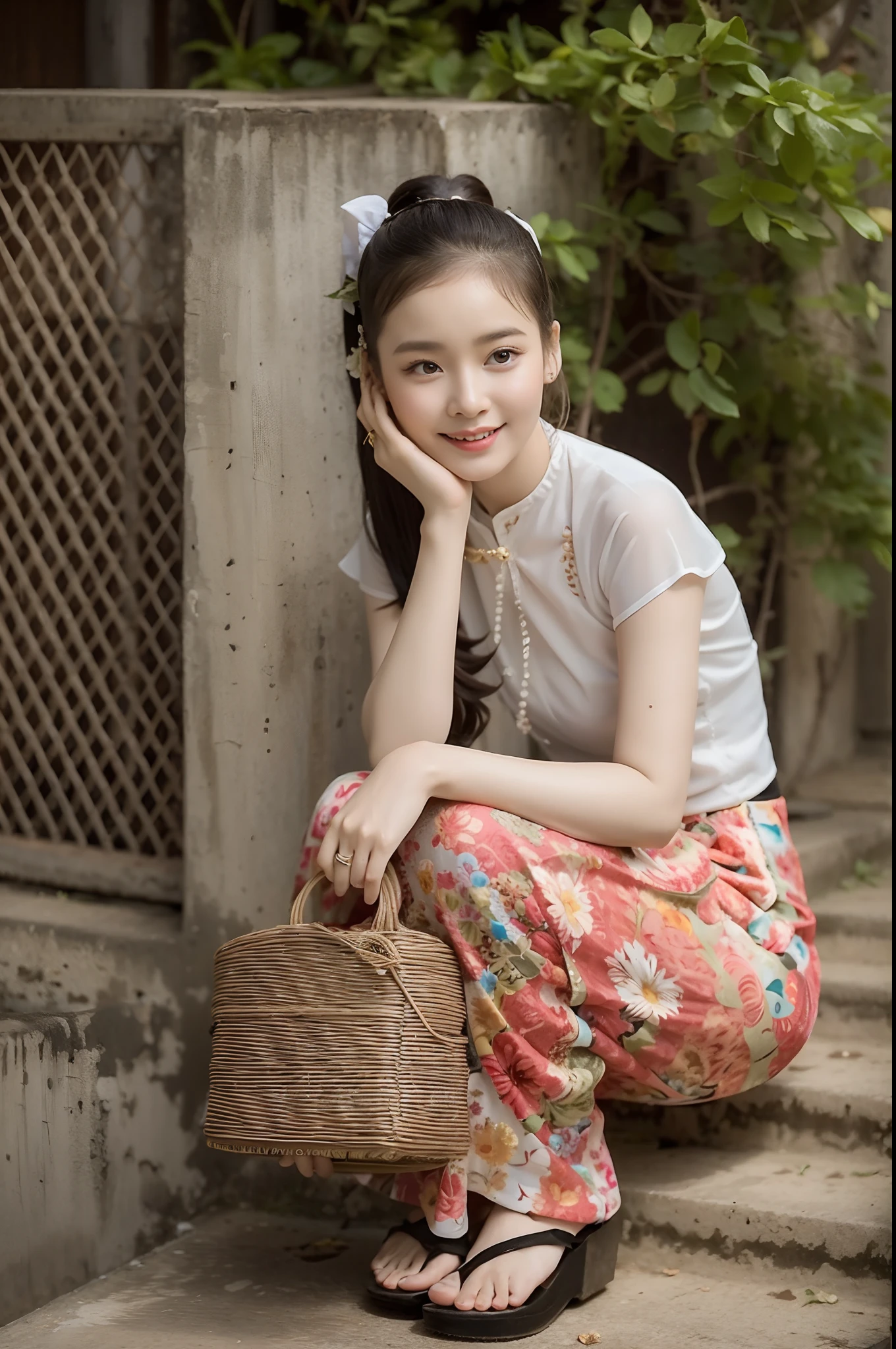 Smile woman sitting on the ground holding a bag of snacks and drinks, max details, maxis, promotional movie still, maxar, max hay, promo still, max accurate, inspired by Max Buri, shot for imax, movie promotional image, promotional still, cinematic flavor, movie still promotion, max quality, pokimane, 😭 🤮 💕 🎀