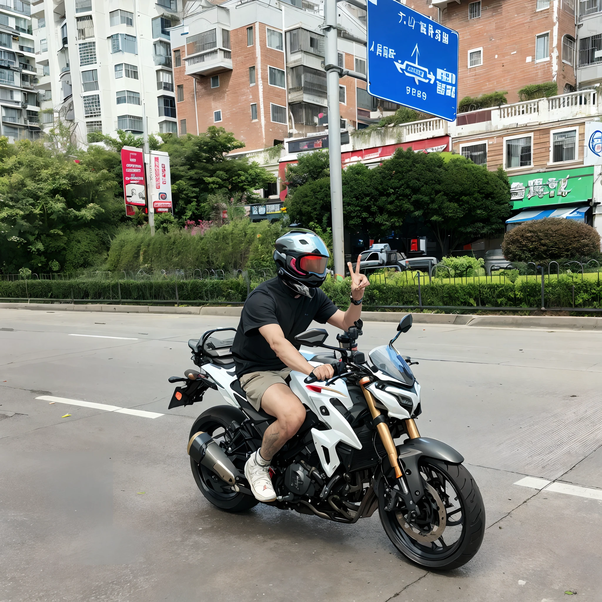 cyber punk style，Boy riding a motorcycle，Right-handed Biye