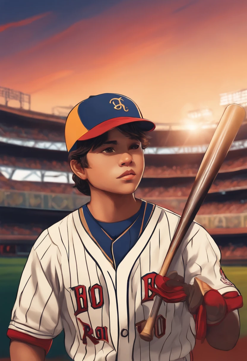 Chico pato, with cap you like to play baseball with anime drawing style