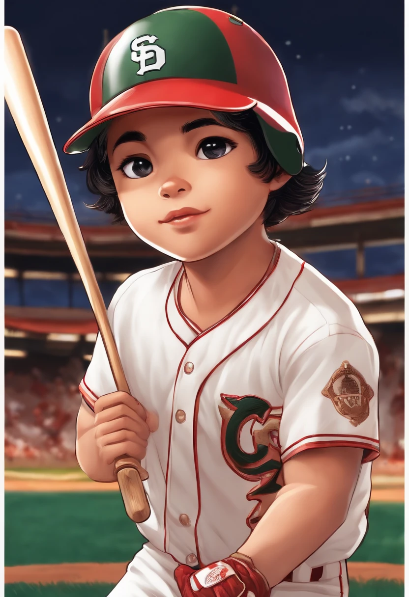 Chico pato, with cap you like to play baseball with anime drawing style
