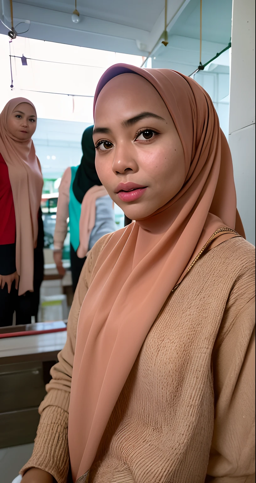 Craft an outstanding portrait that celebrates the beauty and individuality of a Malay girl in a hijab. Showcase her personality and story through creative composition and lighting. Use natural light or unique artificial lighting to add depth and character to the portrait. Pay attention to the details of her hijab, clothing, and accessories, highlighting their textures and colors. Encourage the subject to express her emotions and character through her gaze and pose, creating a compelling and empowering portrait that captures her strength and uniqueness.