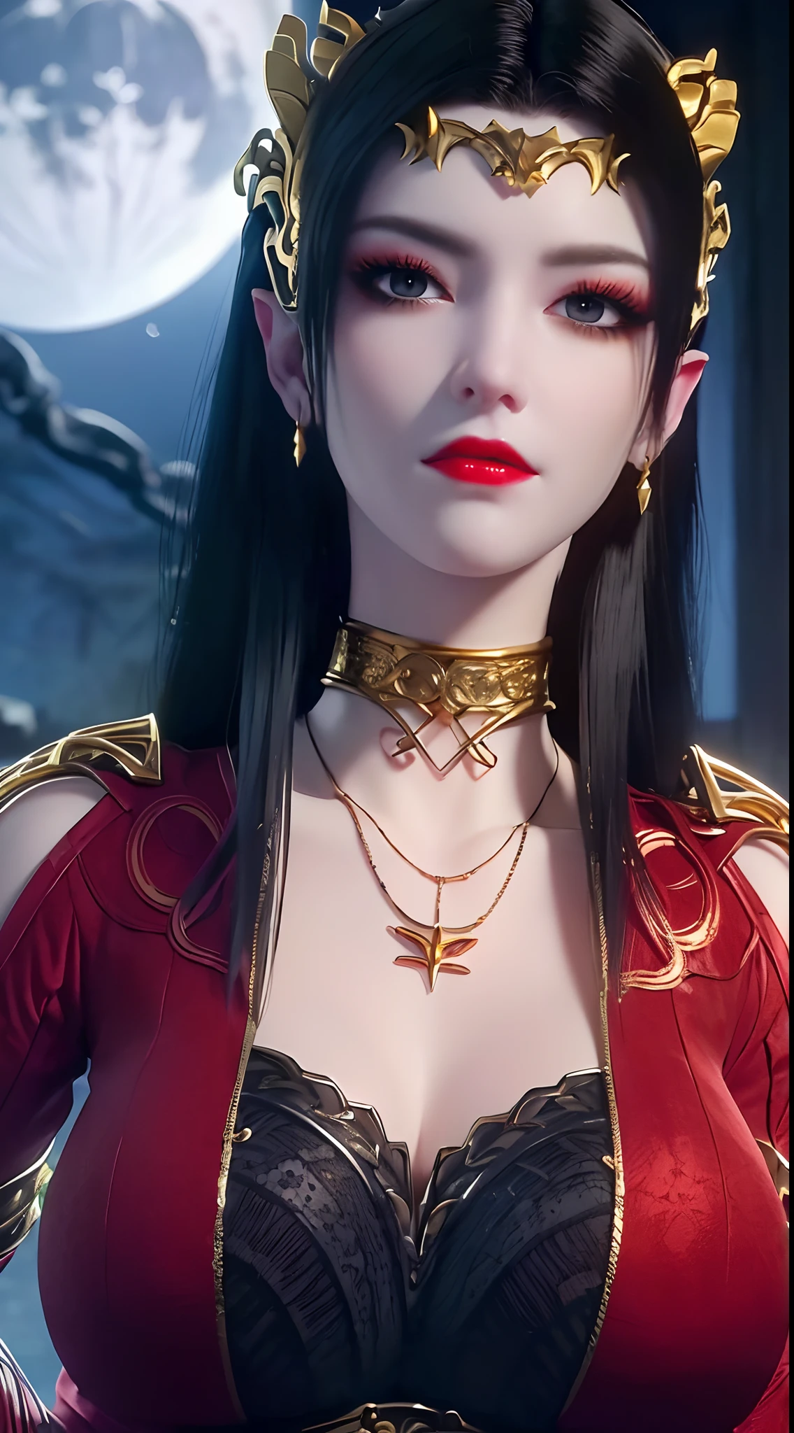 (lifelike, high - resolution:1.3), 1 girl with a perfect body, Super fine face and eyes,slong hair, big boob,Expose cleavage5, lightning, hyper-realistic graphics, most realistic graphics, 1 girl, alone, solo, Extremely sharp, surreal image, sharp eye makeup, meticulous makeup eyelashes, pretty red lips, pursed lips, full body shot, inside the room, naked, undressed, NSFW.